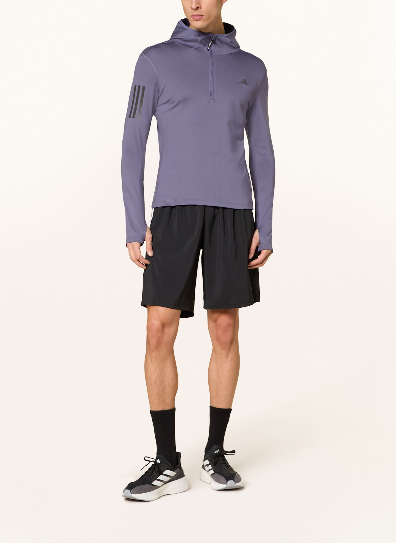 adidas Laufshirt OWN THE RUN WINTERIZED HOODED HALF ZIP: BLAU
