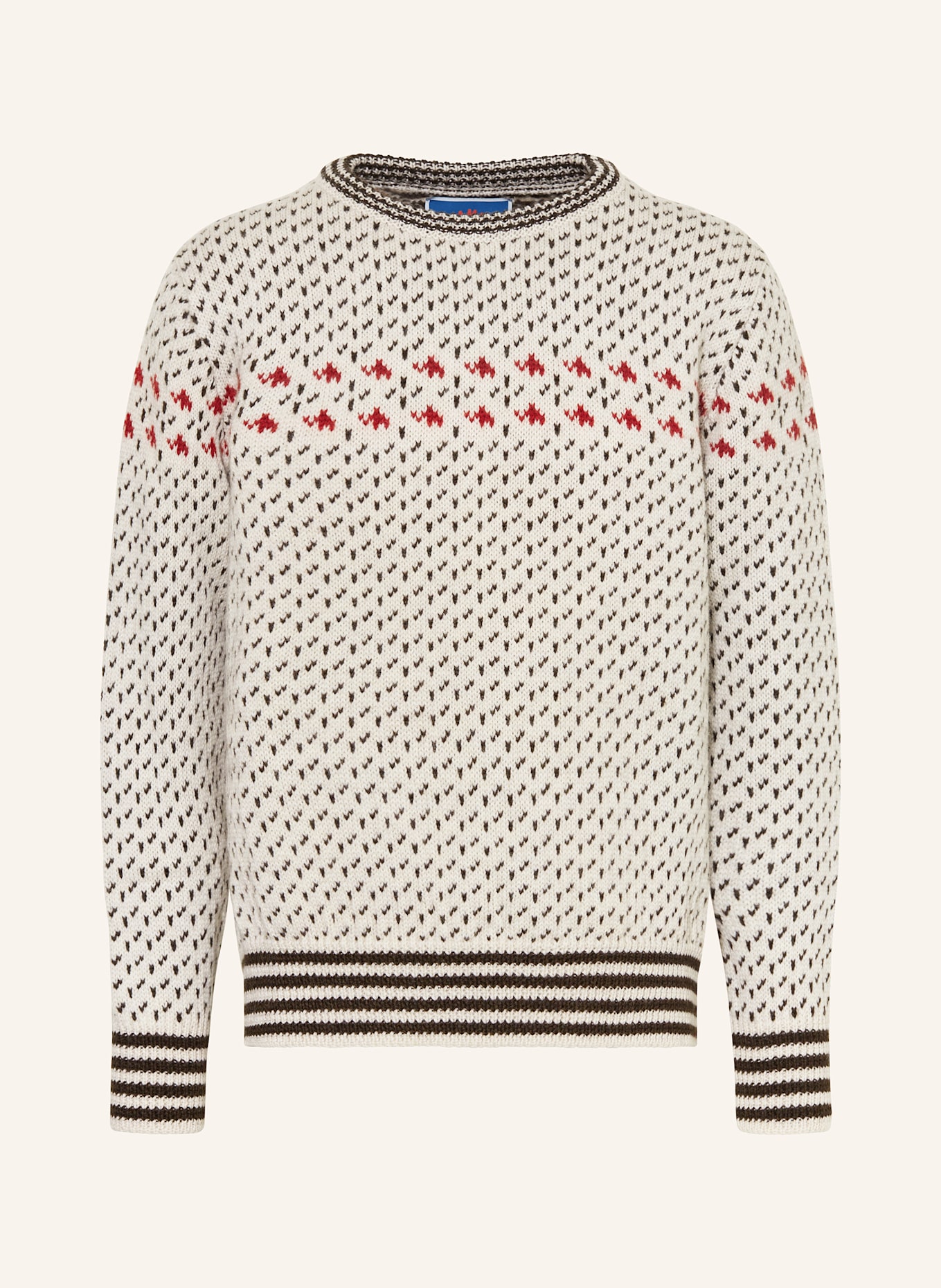 MAMMUT Pullover DIRETTISIMA WOOL: ECRU / DUNKELBRAUN / ROT