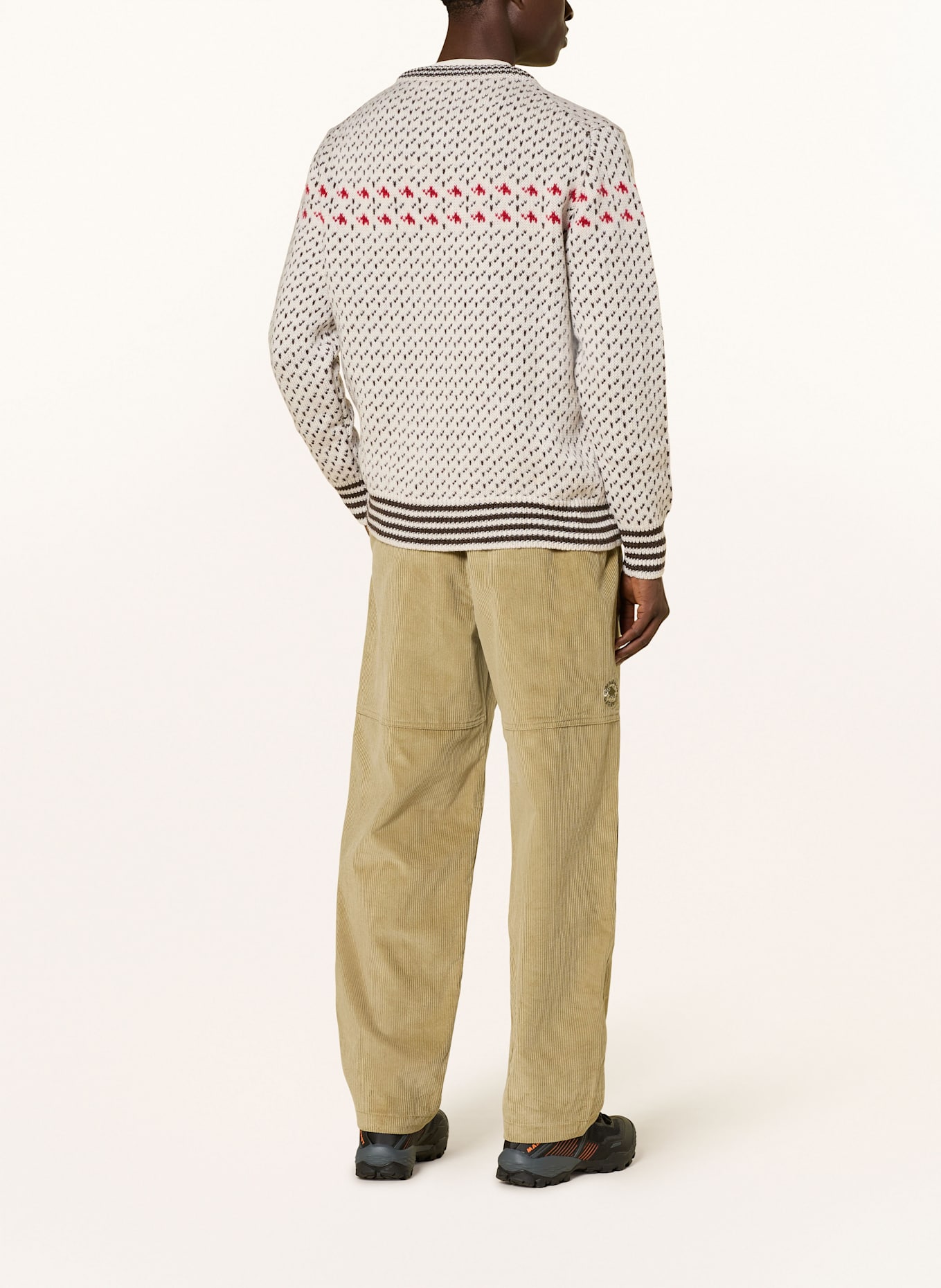 MAMMUT Pullover DIRETTISIMA WOOL: ECRU / DUNKELBRAUN / ROT