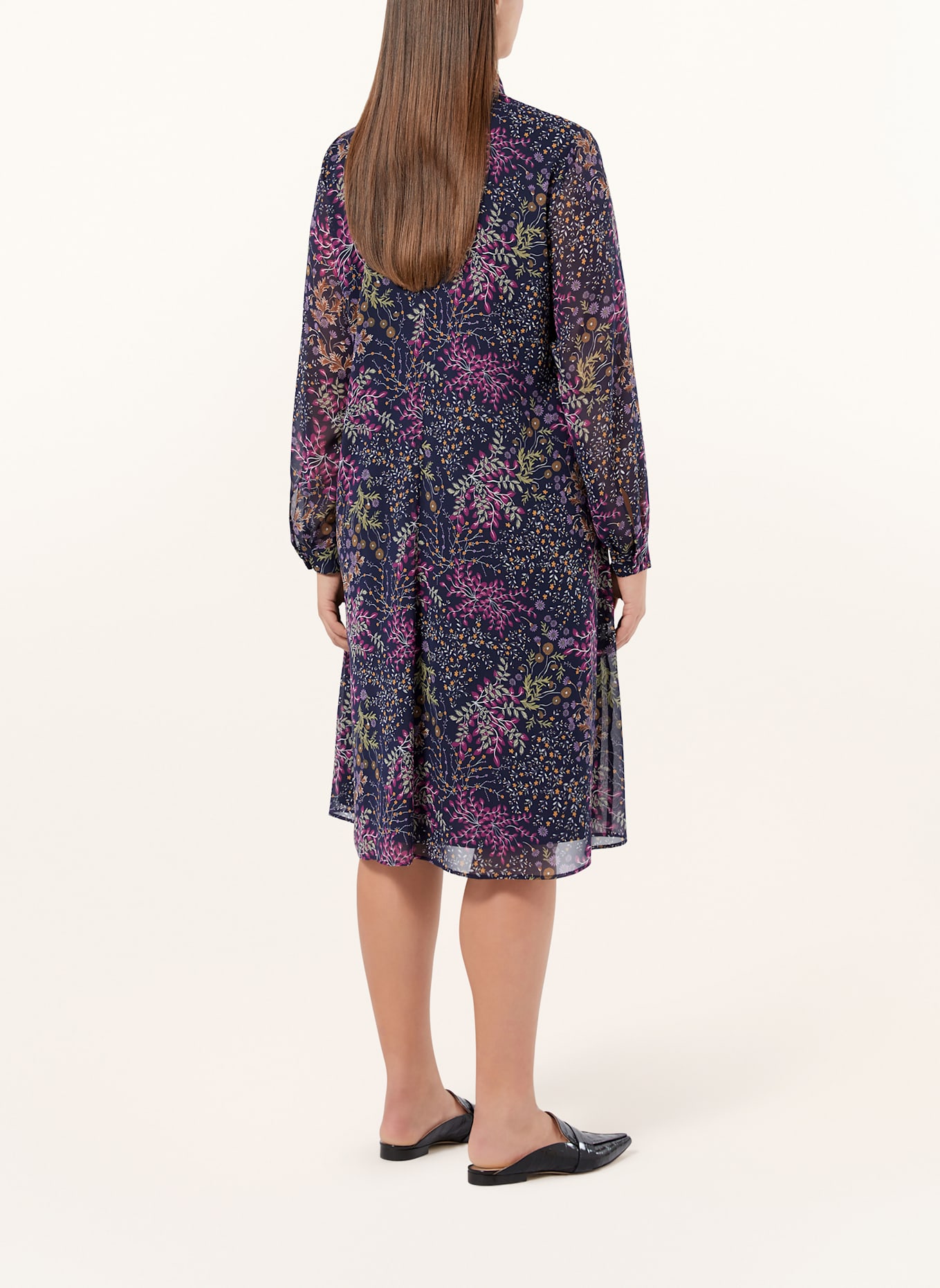 MARINA RINALDI Hemdblusenkleid UVINA: DUNKELBLAU / FUCHSIA / HELLGRÜN