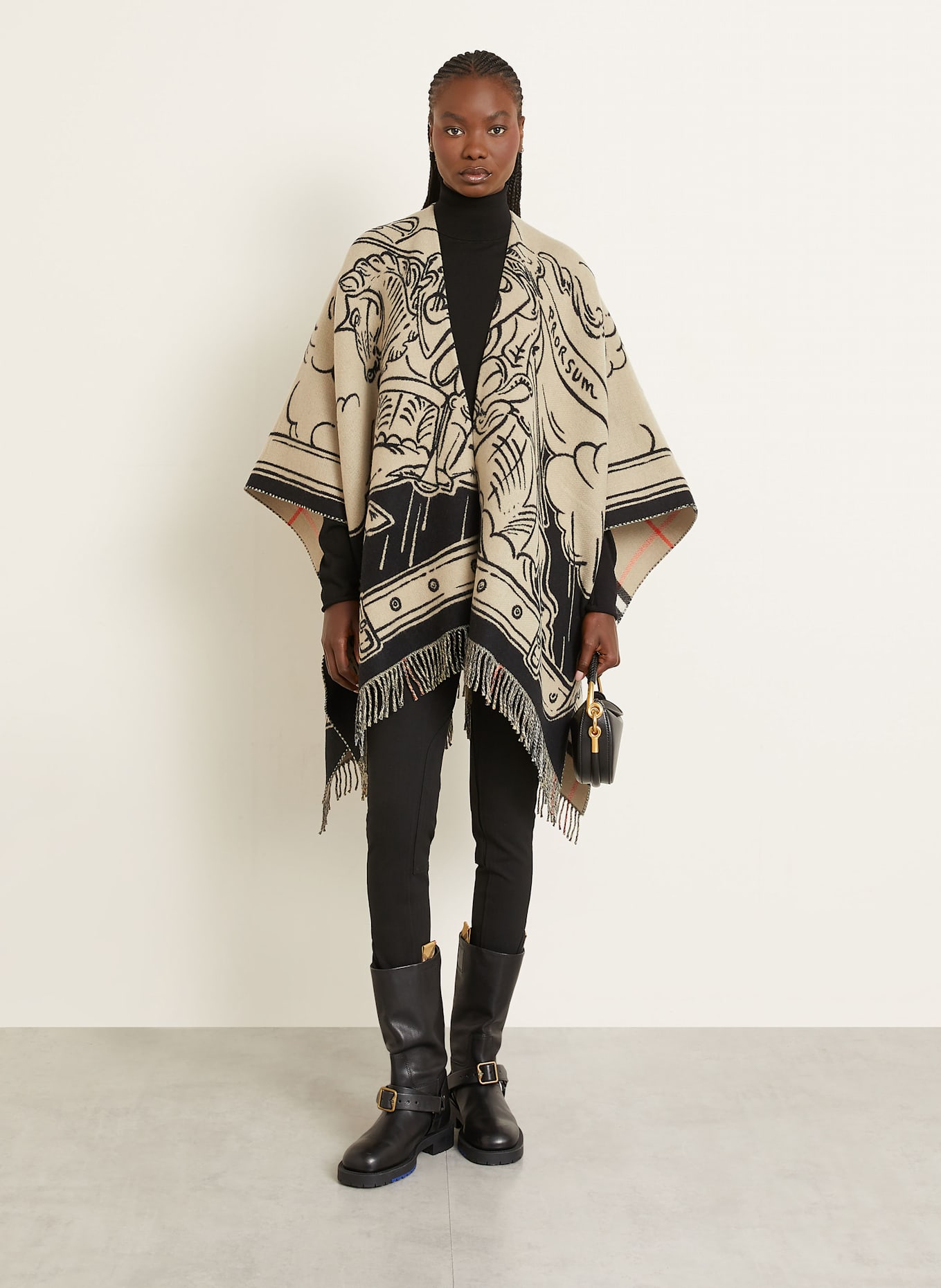 BURBERRY Cape: BEIGE / BLACK