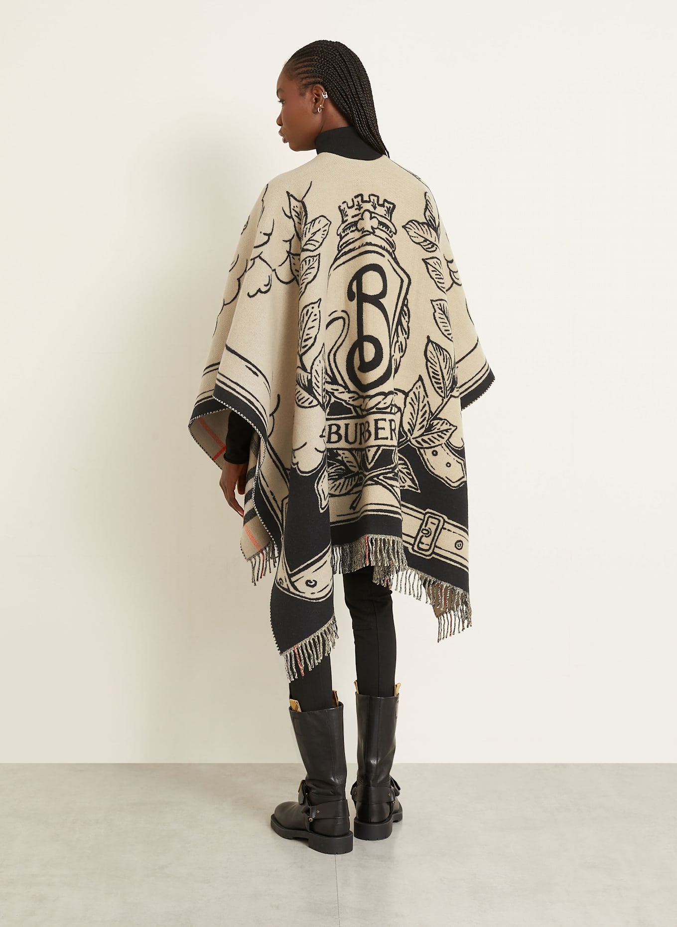 BURBERRY Cape: BEIGE / BLACK