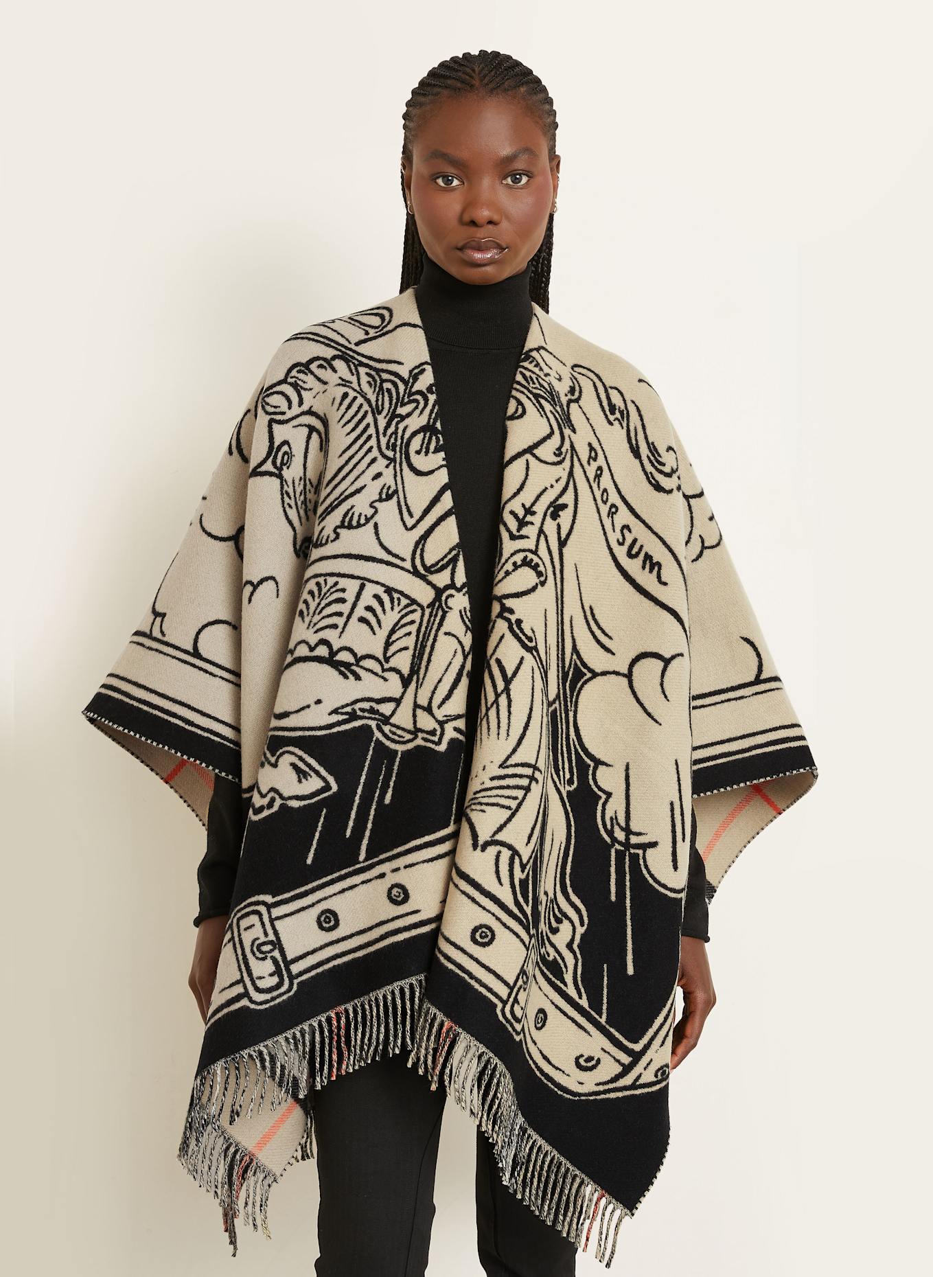 BURBERRY Cape: BEIGE / BLACK