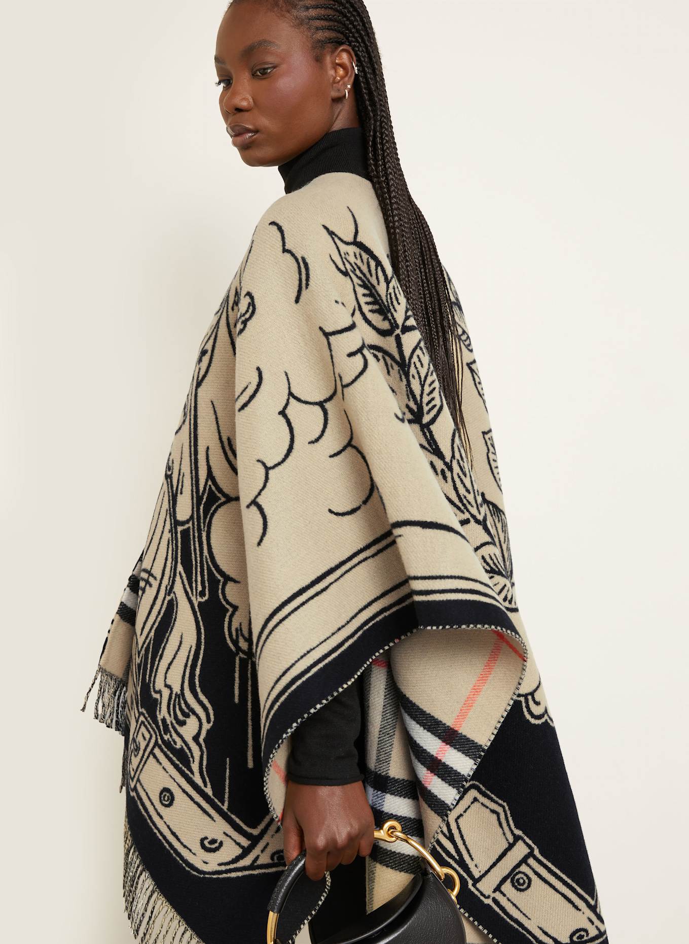 BURBERRY Cape: BEIGE / BLACK