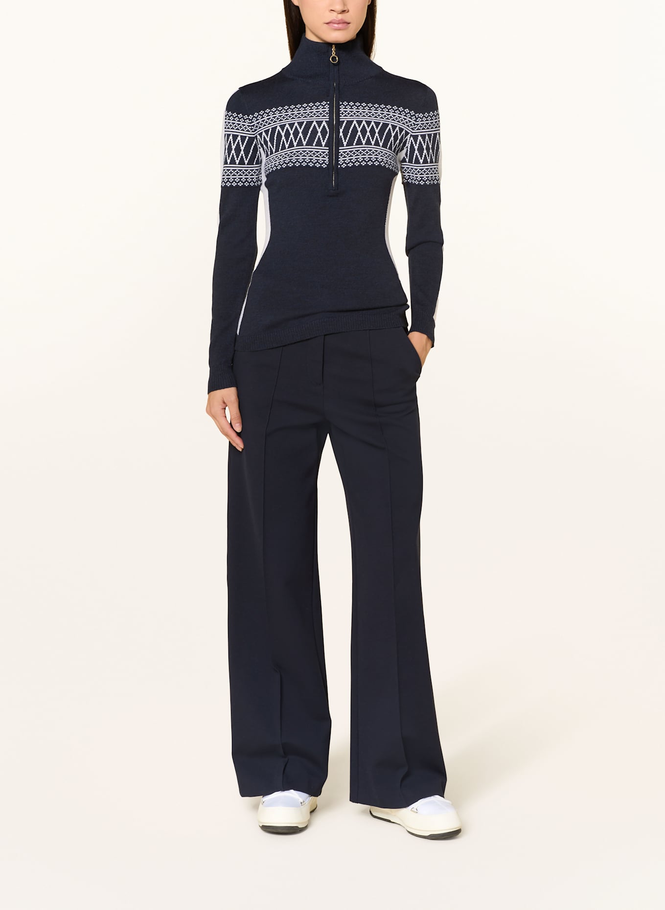 WE NORWEGIANS Midlayer SIGNATURE aus Merinowolle: DUNKELBLAU