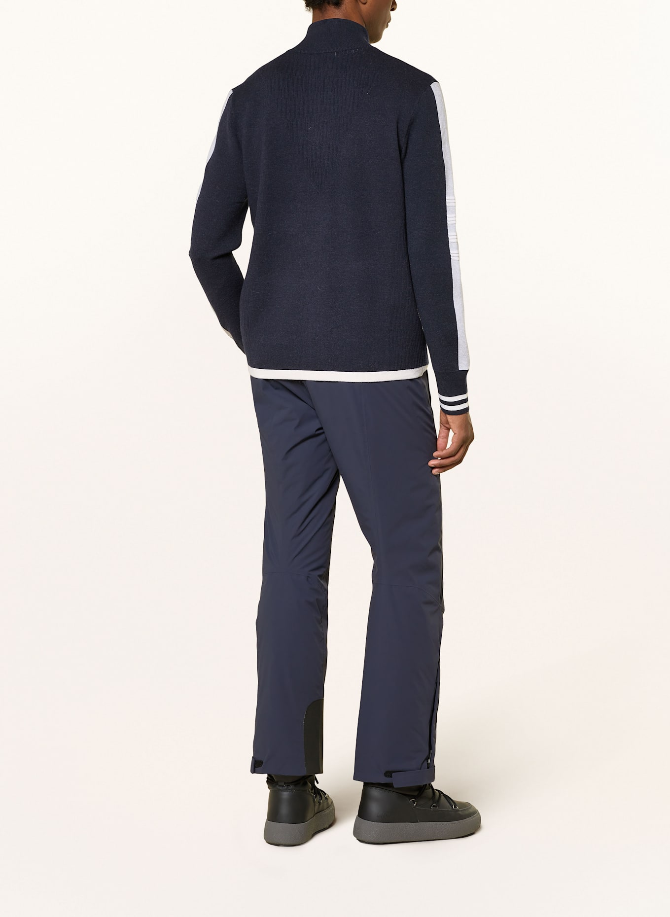 WE NORWEGIANS Midlayer-Jacke ROCKY aus Merinowolle: DUNKELBLAU / WEISS