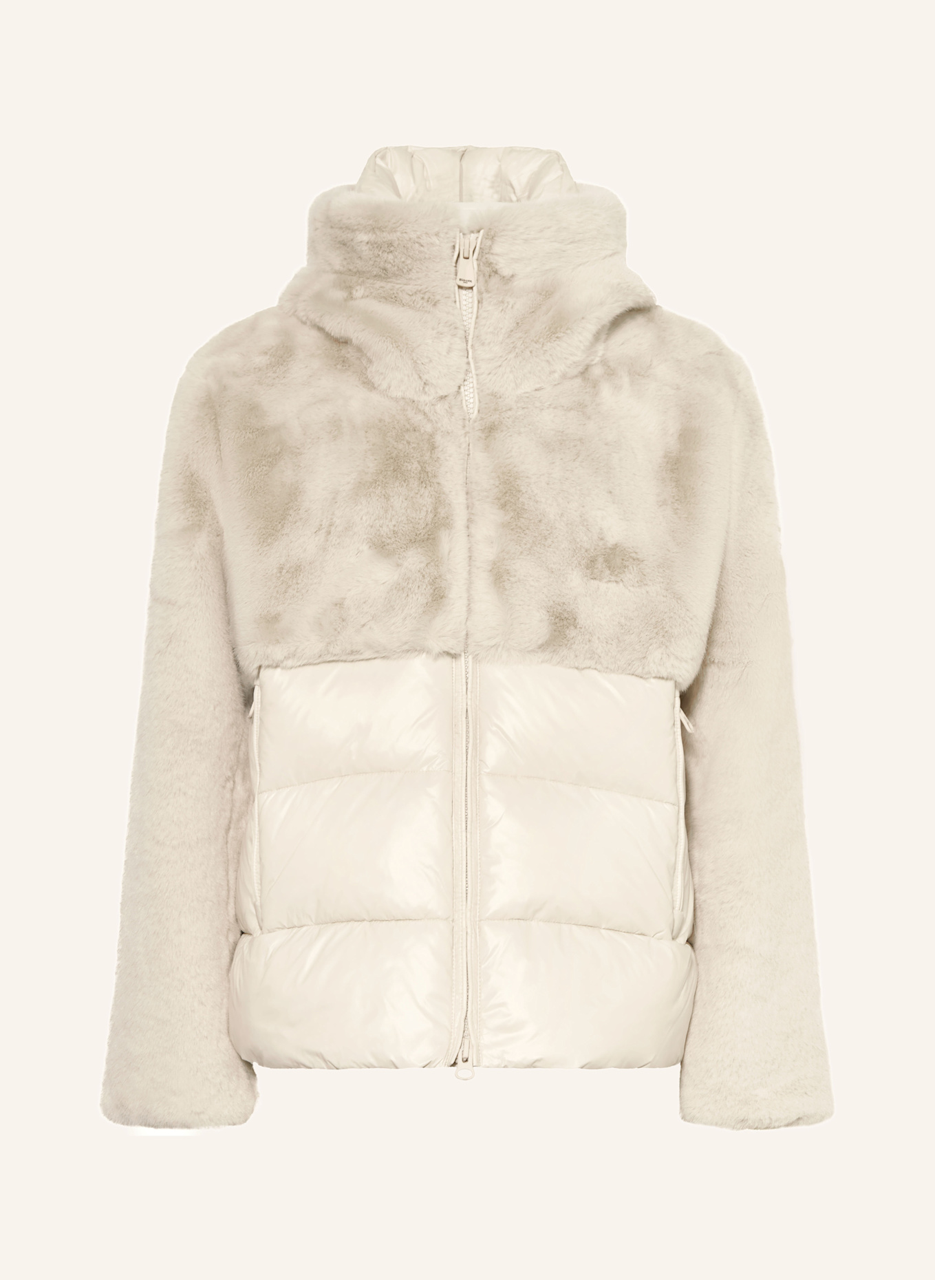 Blauer Kunstpelz-Jacke FANEVIL im Materialmix: CREME