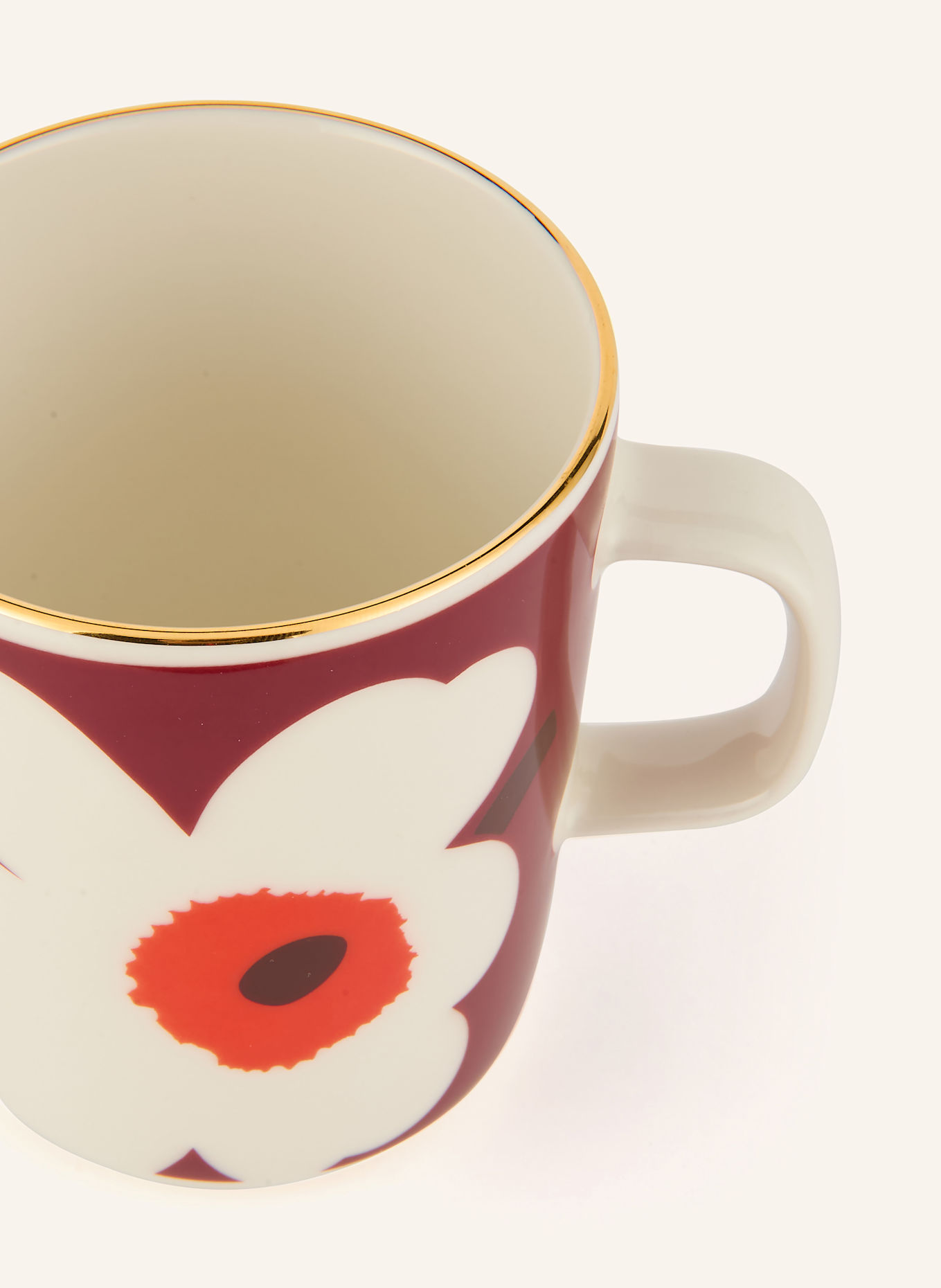 marimekko 2er-Set Henkelbecher OIVA: WEISS / DUNKELROT