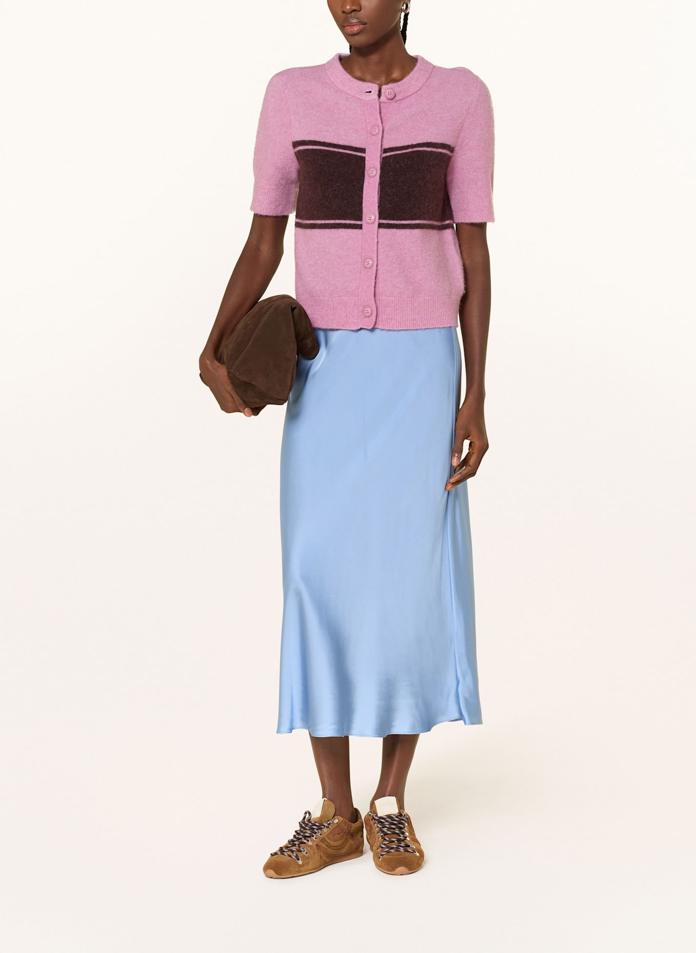 SAMSØE  SAMSØE Saténová sukně SAMILEY: TMAVĚ MODRÁ