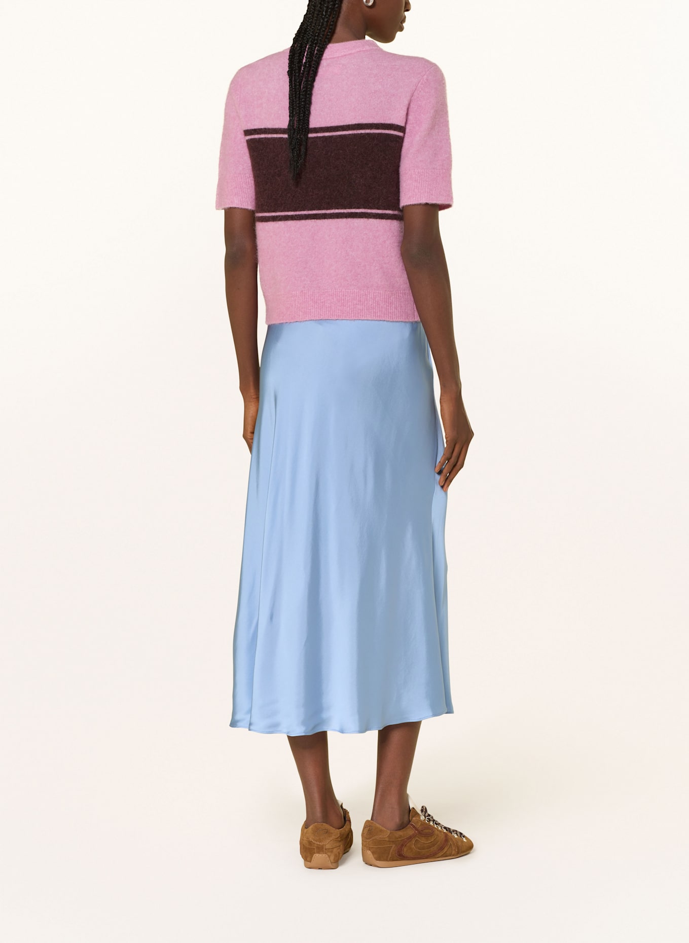 SAMSØE  SAMSØE Saténová sukně SAMILEY: TMAVĚ MODRÁ