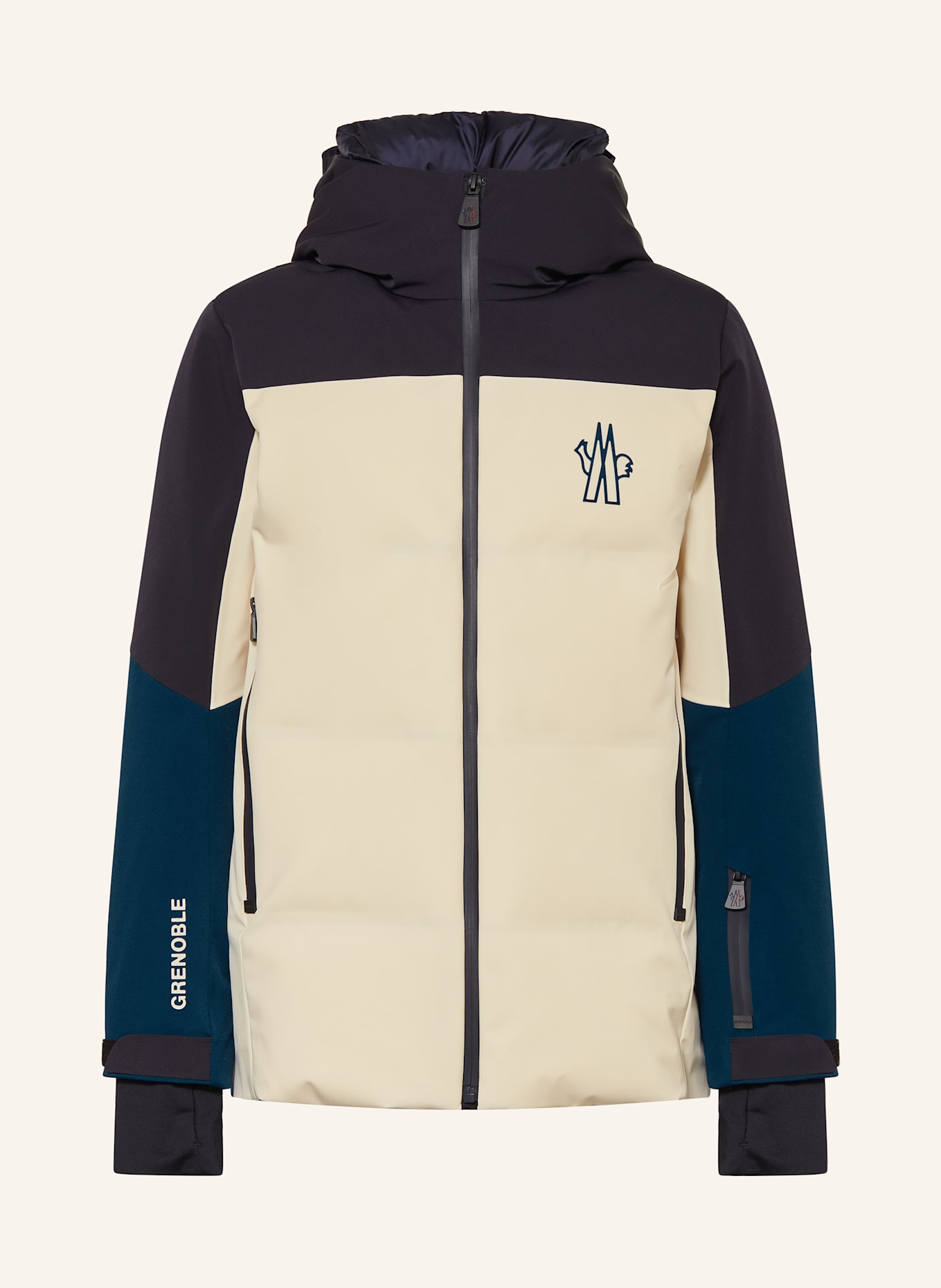 MONCLER enfant Veste de ski en duvet NEW MONTMIRAL: CRÈME / BLEU PÉTROLE / NOIR