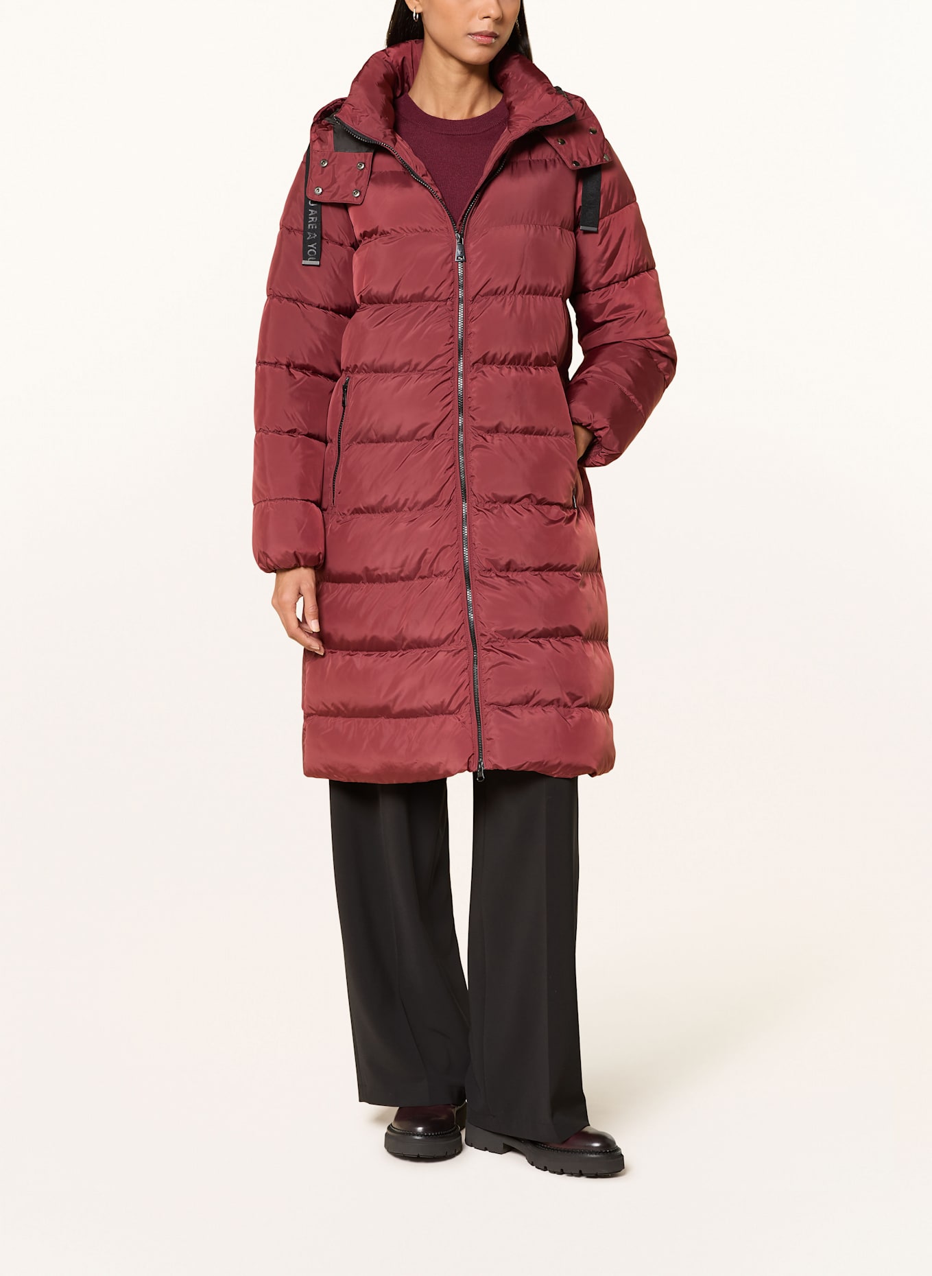 FUCHS SCHMITT Steppmantel mit abnehmbarer Kapuze: DUNKELROT
