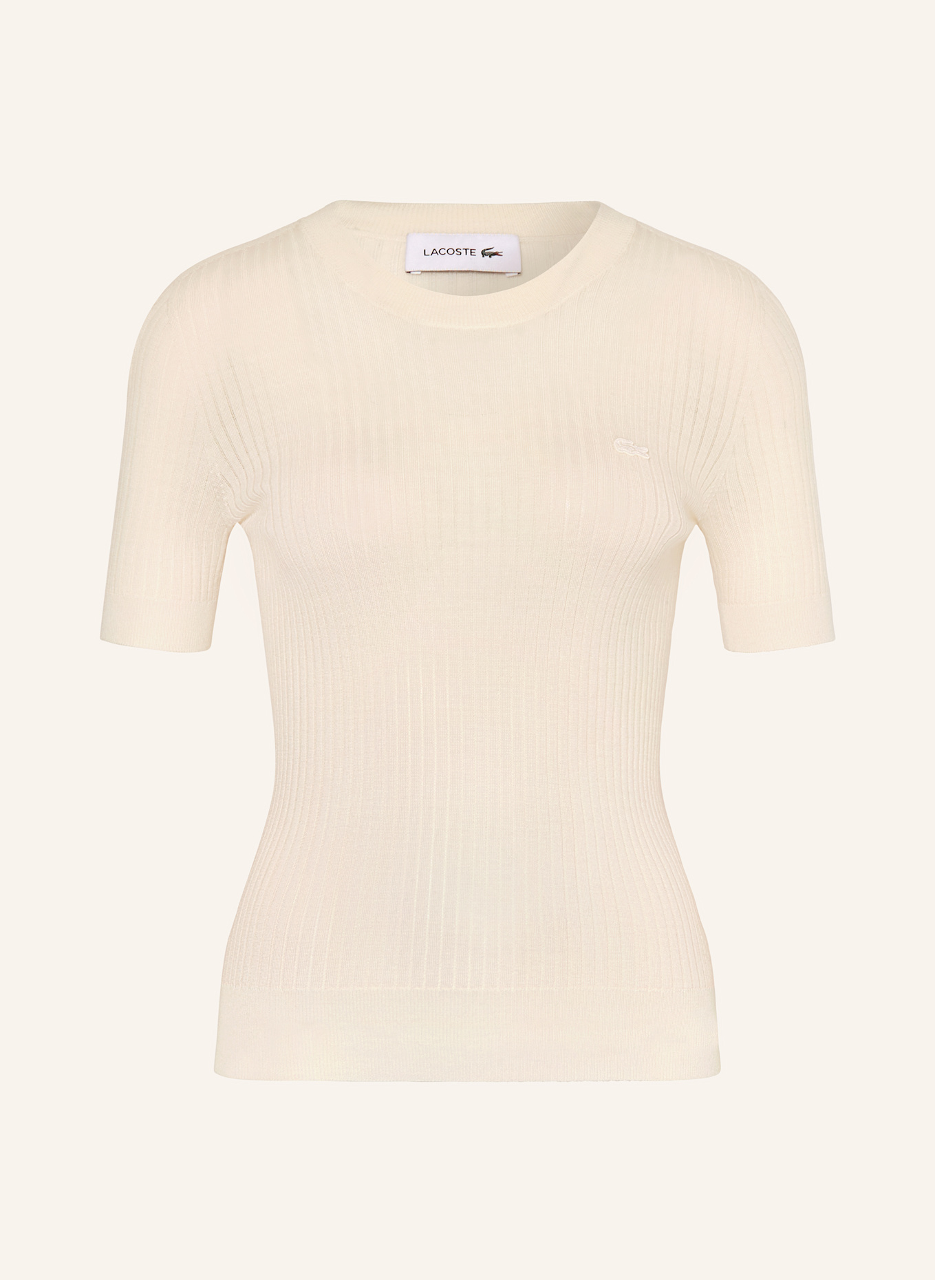 LACOSTE Strickshirt aus Merinowolle: ECRU