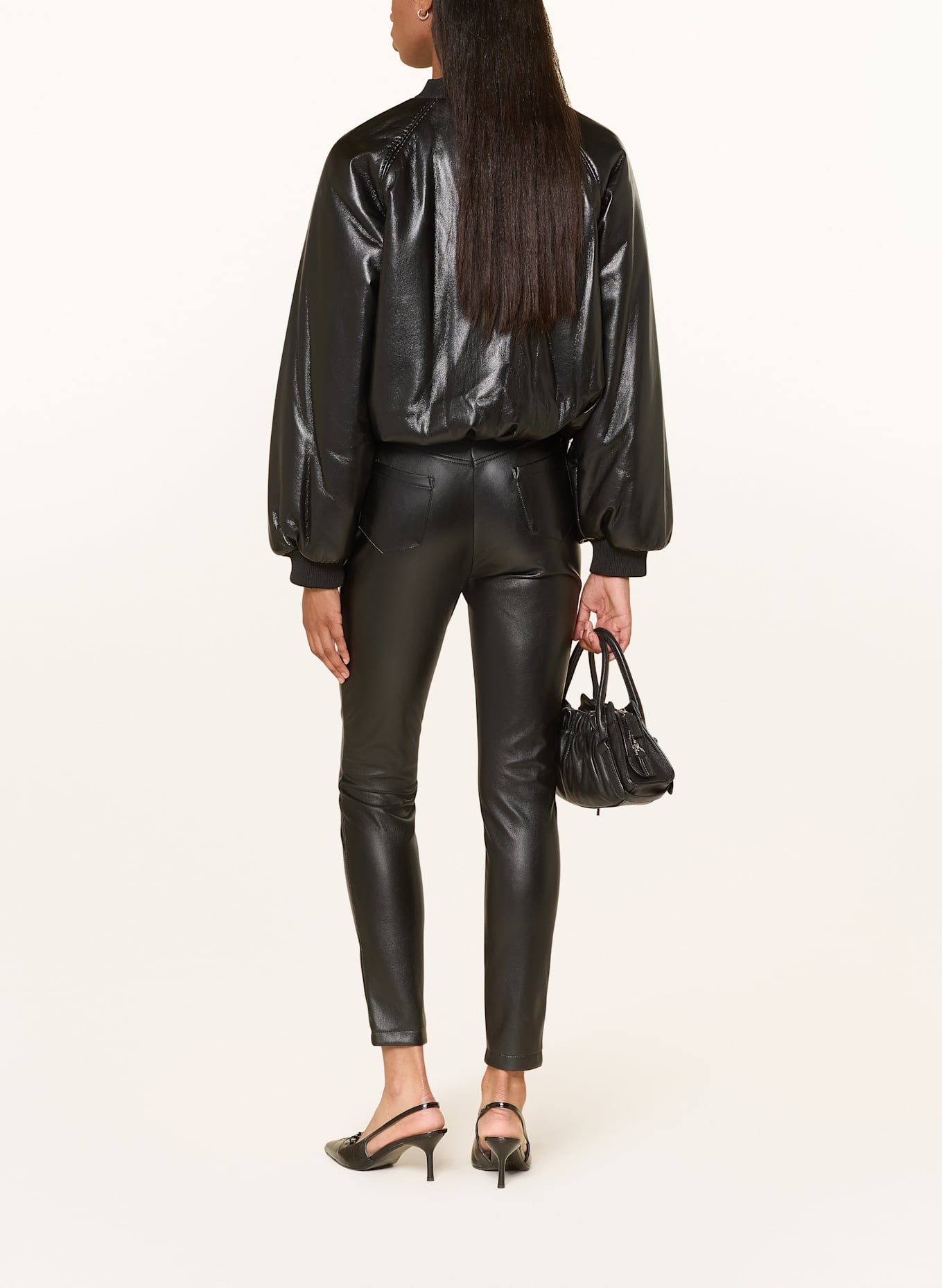 PINKO Spodnie z imitacji skóry: CZARNY