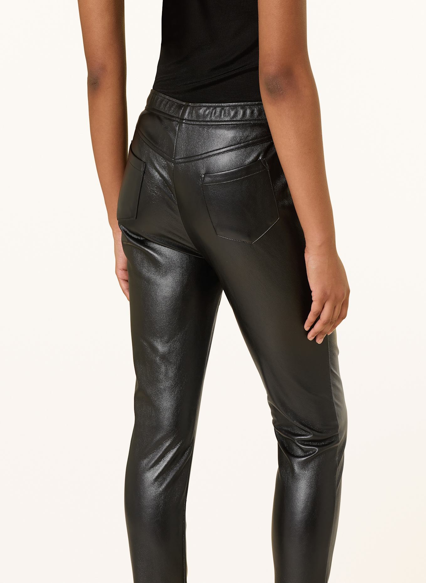 PINKO Spodnie z imitacji skóry: CZARNY