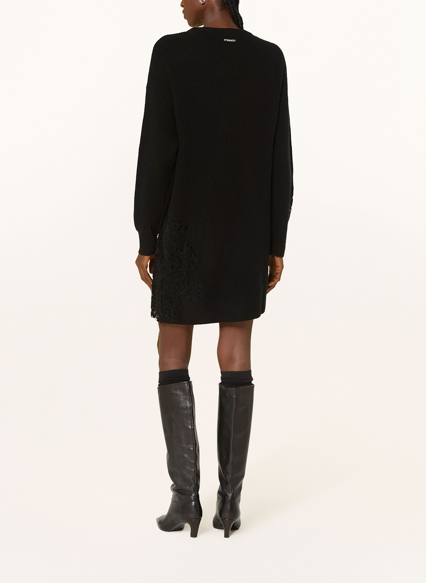 PINKO Strickkleid VALLEDAOSTA mit Spitze: SCHWARZ