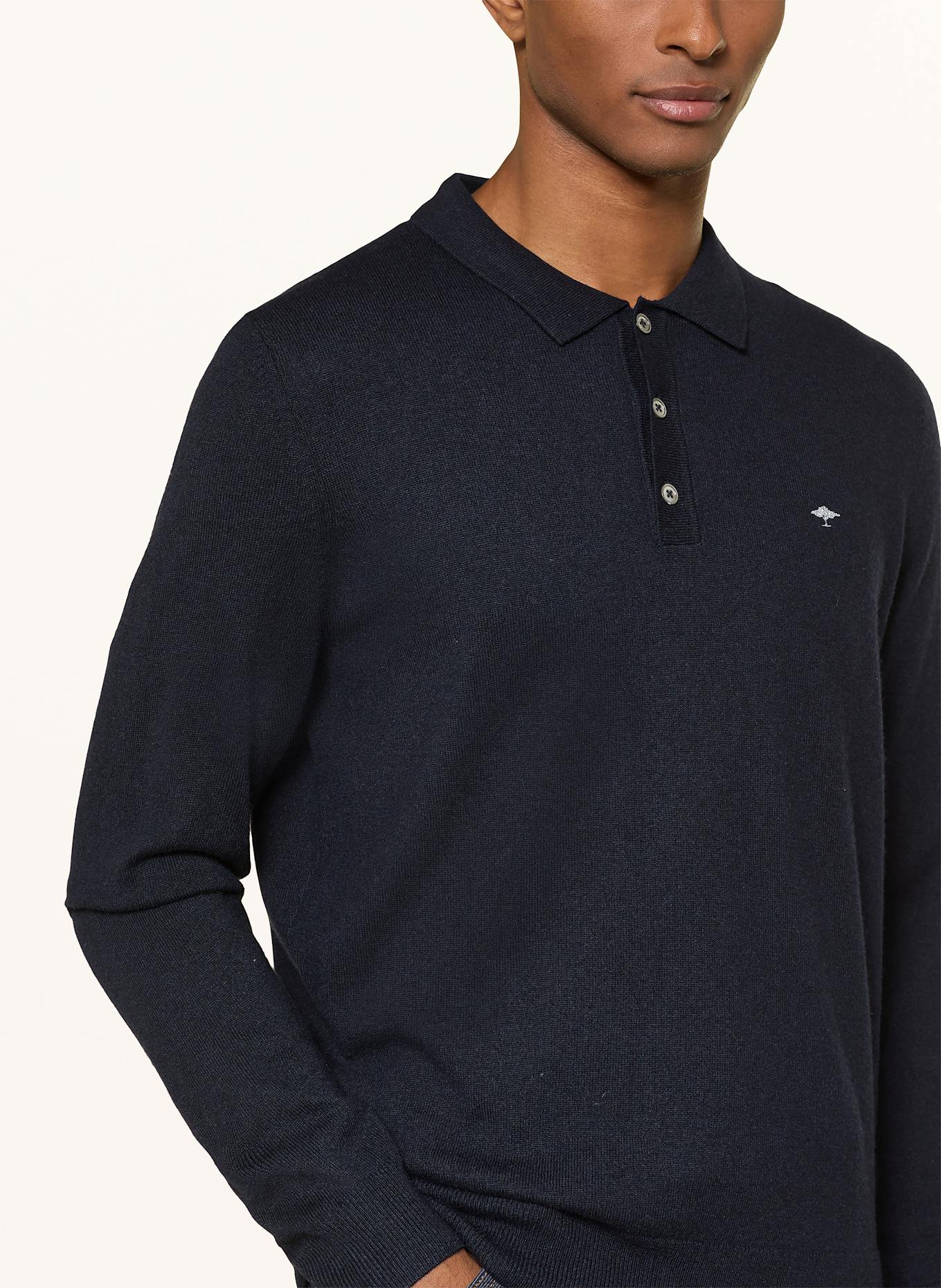 FYNCH-HATTON Strick-Poloshirt aus Merinowolle: DUNKELBLAU