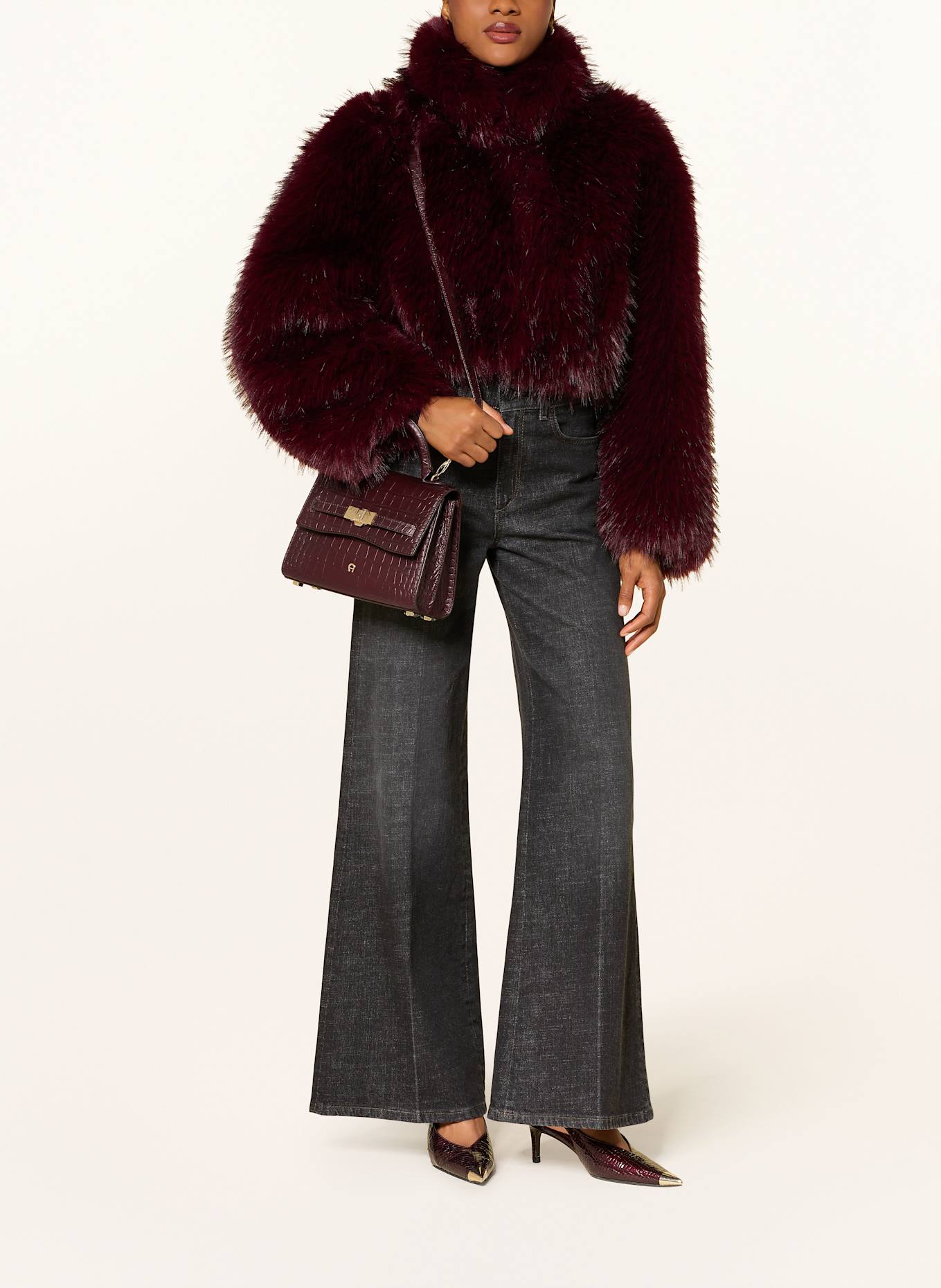 AIGNER Handtasche FARAH COCCODRILLO SMALL: DUNKELROT