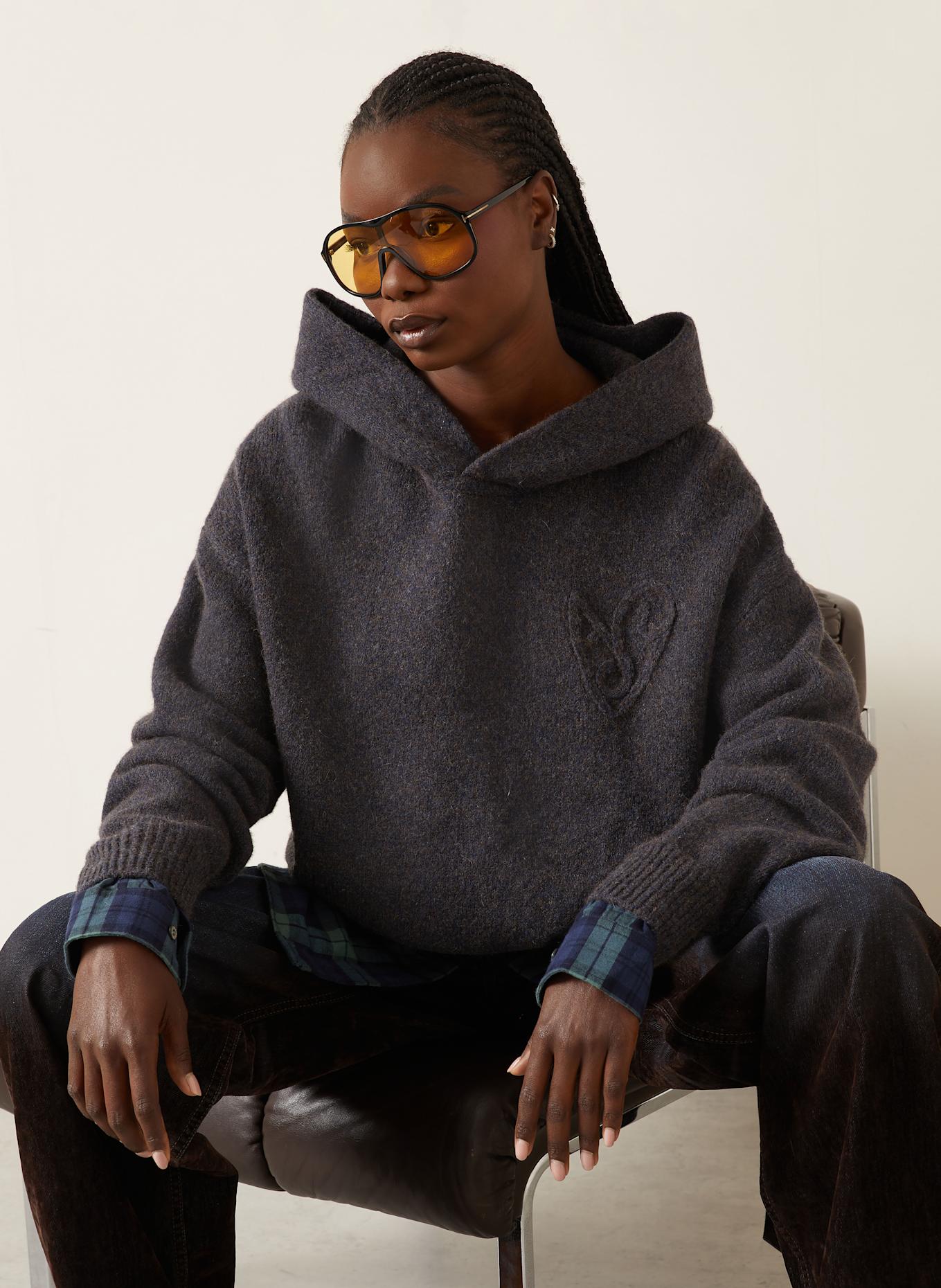 Acne Studios Pullover mit Alpaka: DUNKELGRAU / DUNKELBLAU / HELLGRÜN