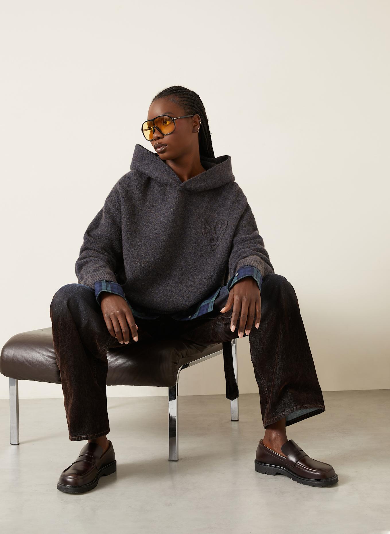 Acne Studios Pullover mit Alpaka: DUNKELGRAU / DUNKELBLAU / HELLGRÜN
