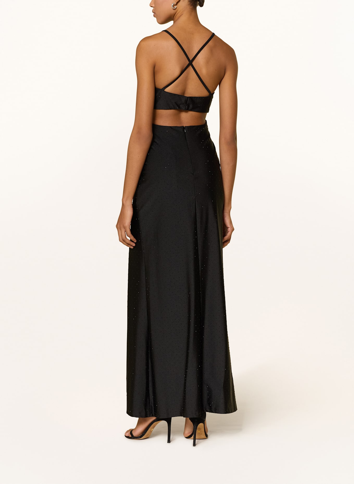 VM Vera Mont Abendkleid mit Cut-outs und Schmucksteinen: SCHWARZ