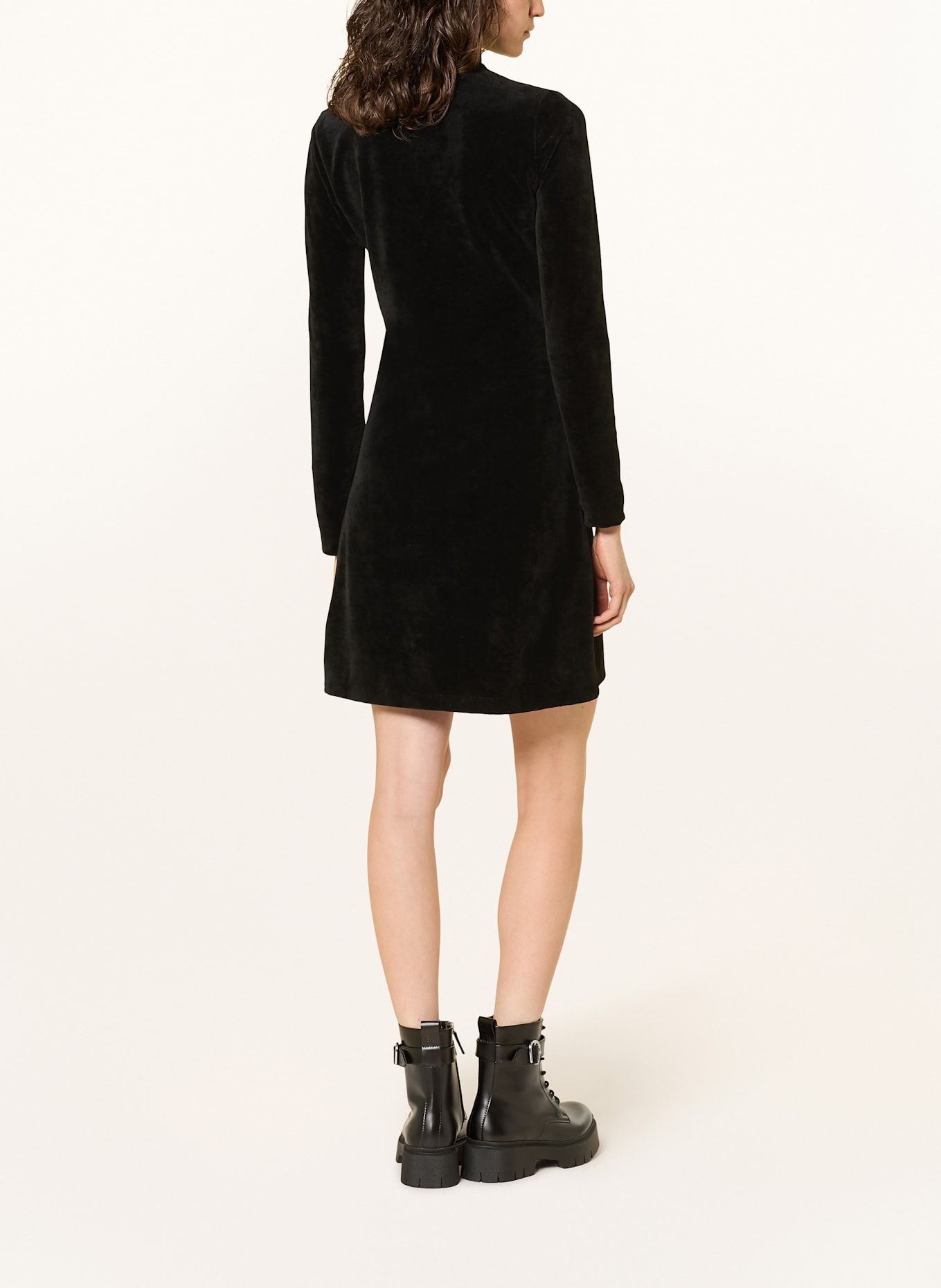 HUGO Samtkleid NAPENSIO: SCHWARZ