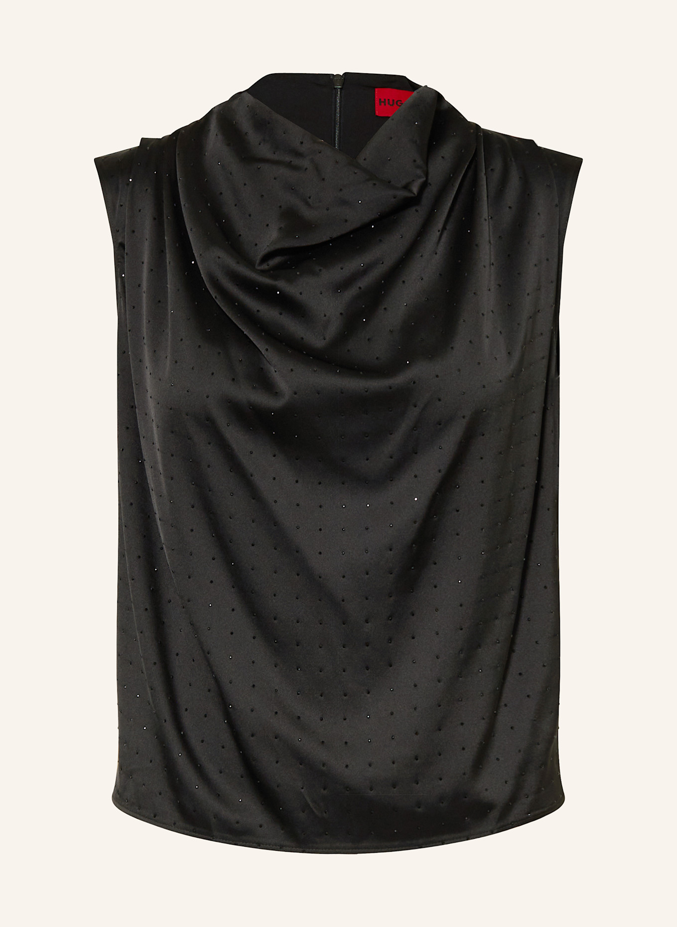 HUGO Satintop CASMINI mit Schmucksteinen: SCHWARZ