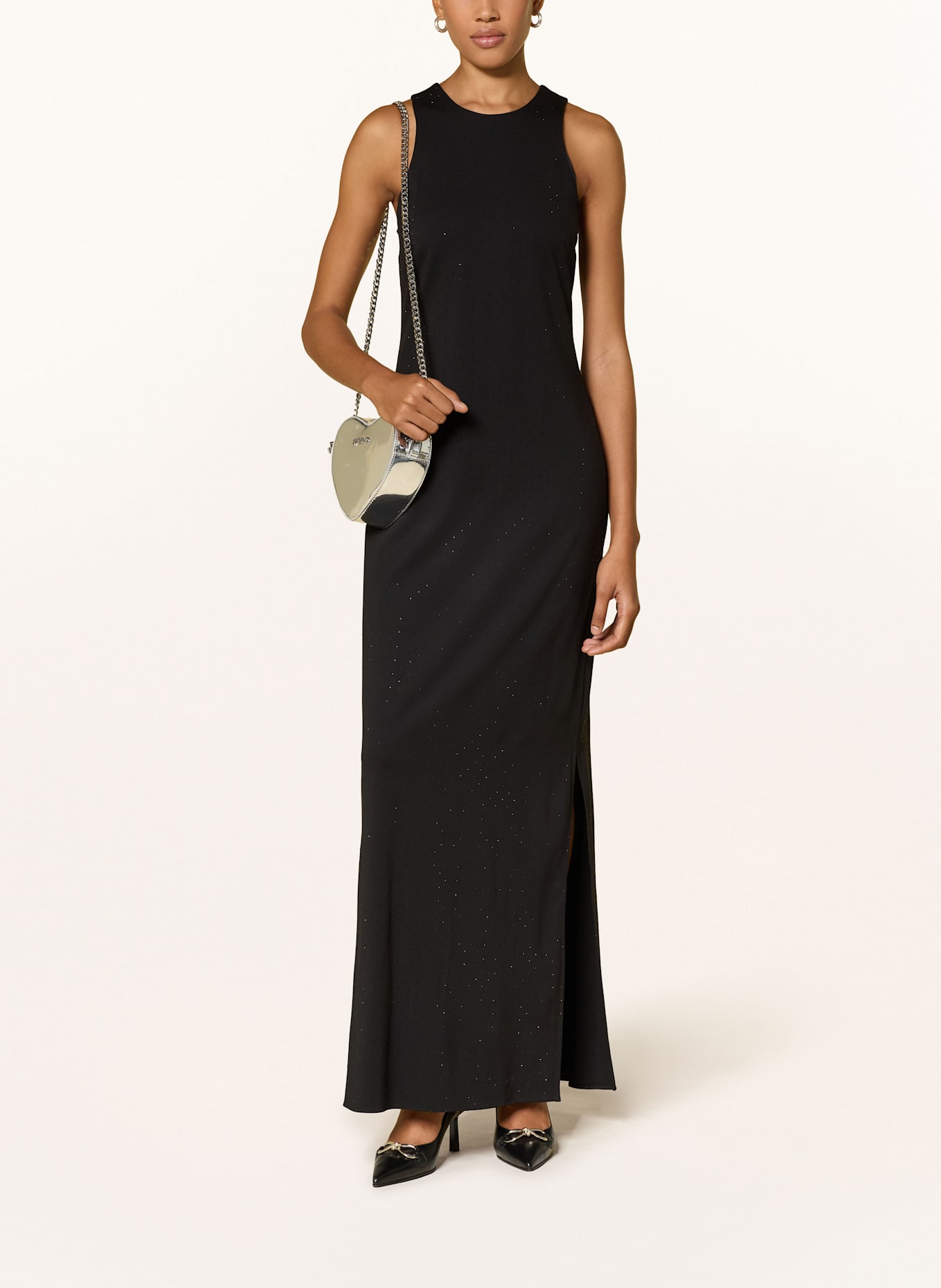 HUGO Jerseykleid KILUNI mit Schmucksteinen: SCHWARZ