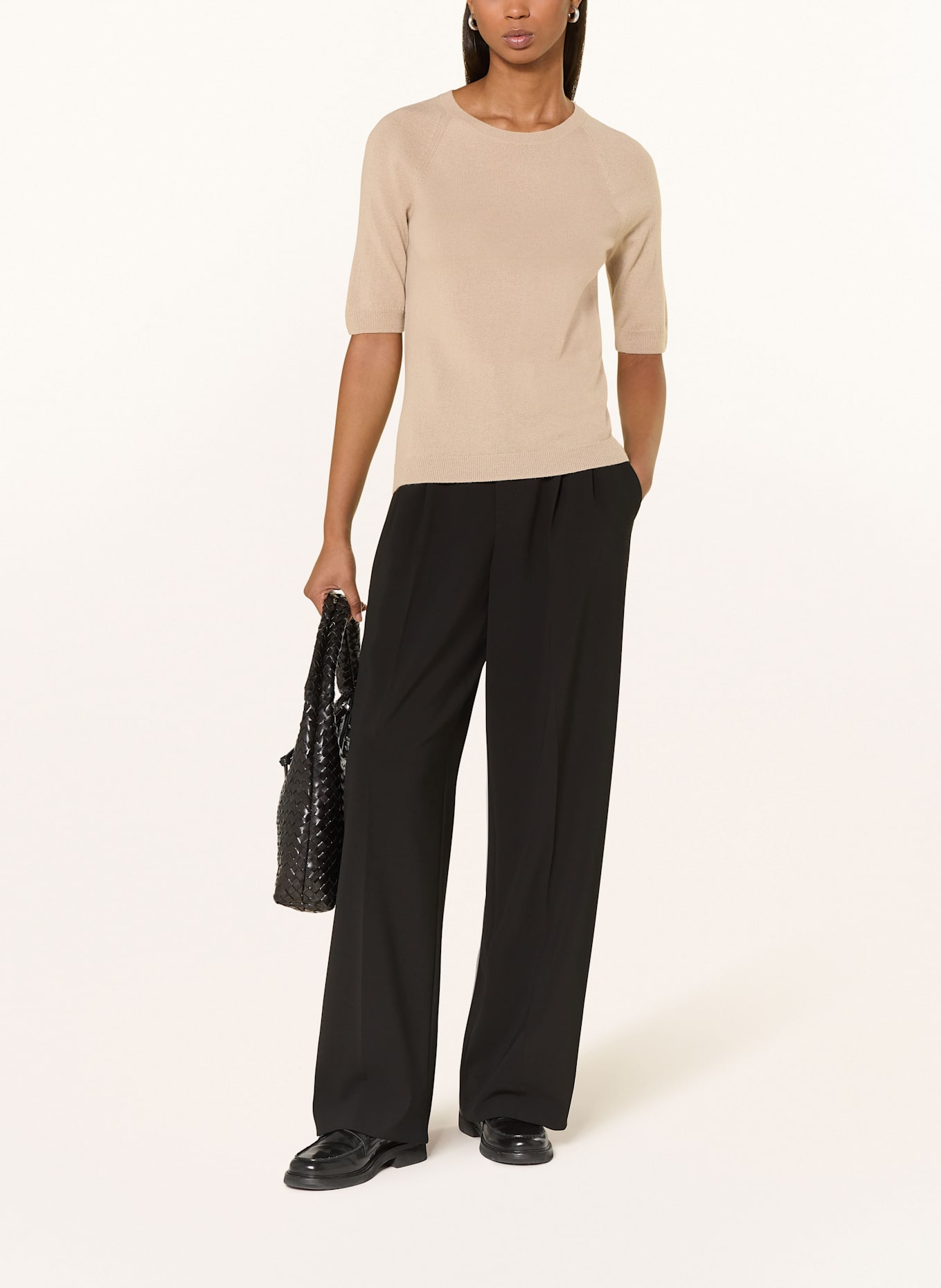 MM YEN knit shirt with cashmere: BEIGE