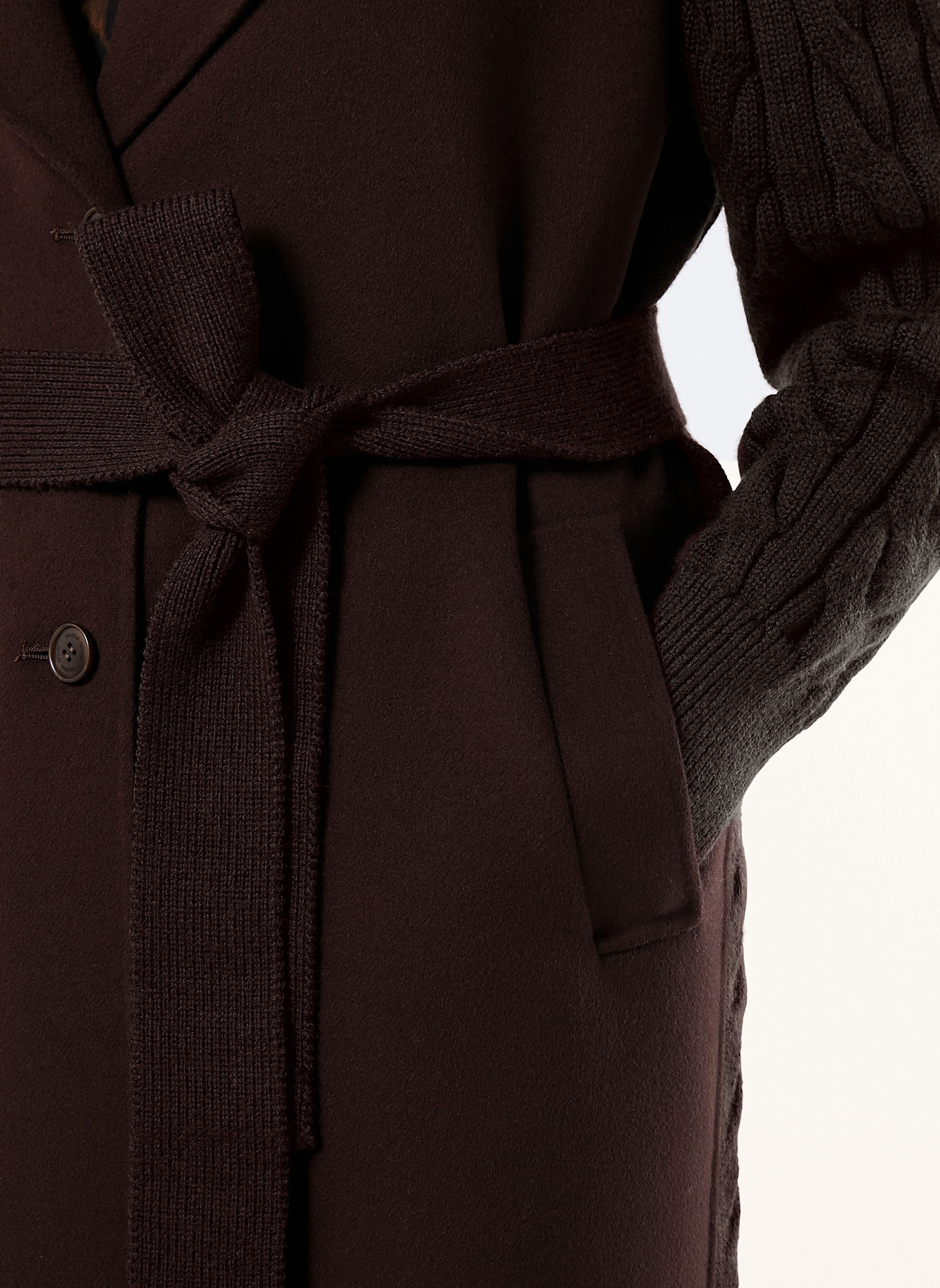 MARINA RINALDI Wollmantel ZARINA im Materialmix: DUNKELBRAUN