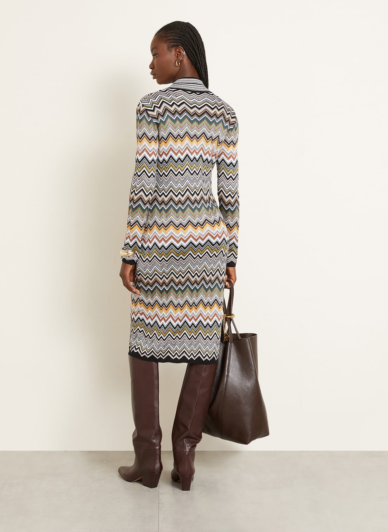 MISSONI Knit dress: BLACK / WHITE / YELLOW