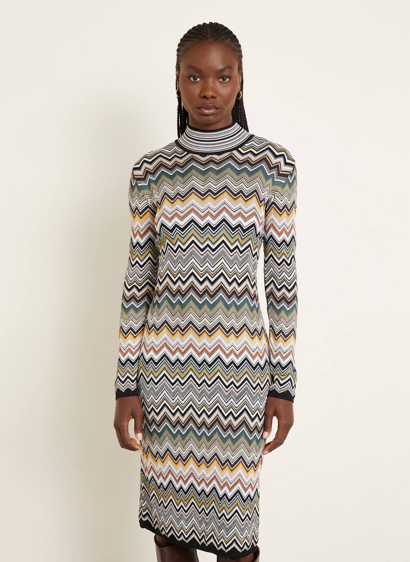MISSONI Knit dress: BLACK / WHITE / YELLOW