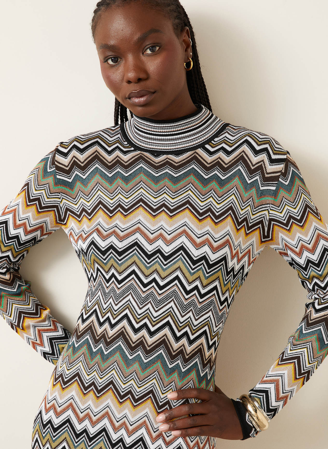 MISSONI Knit dress: BLACK / WHITE / YELLOW