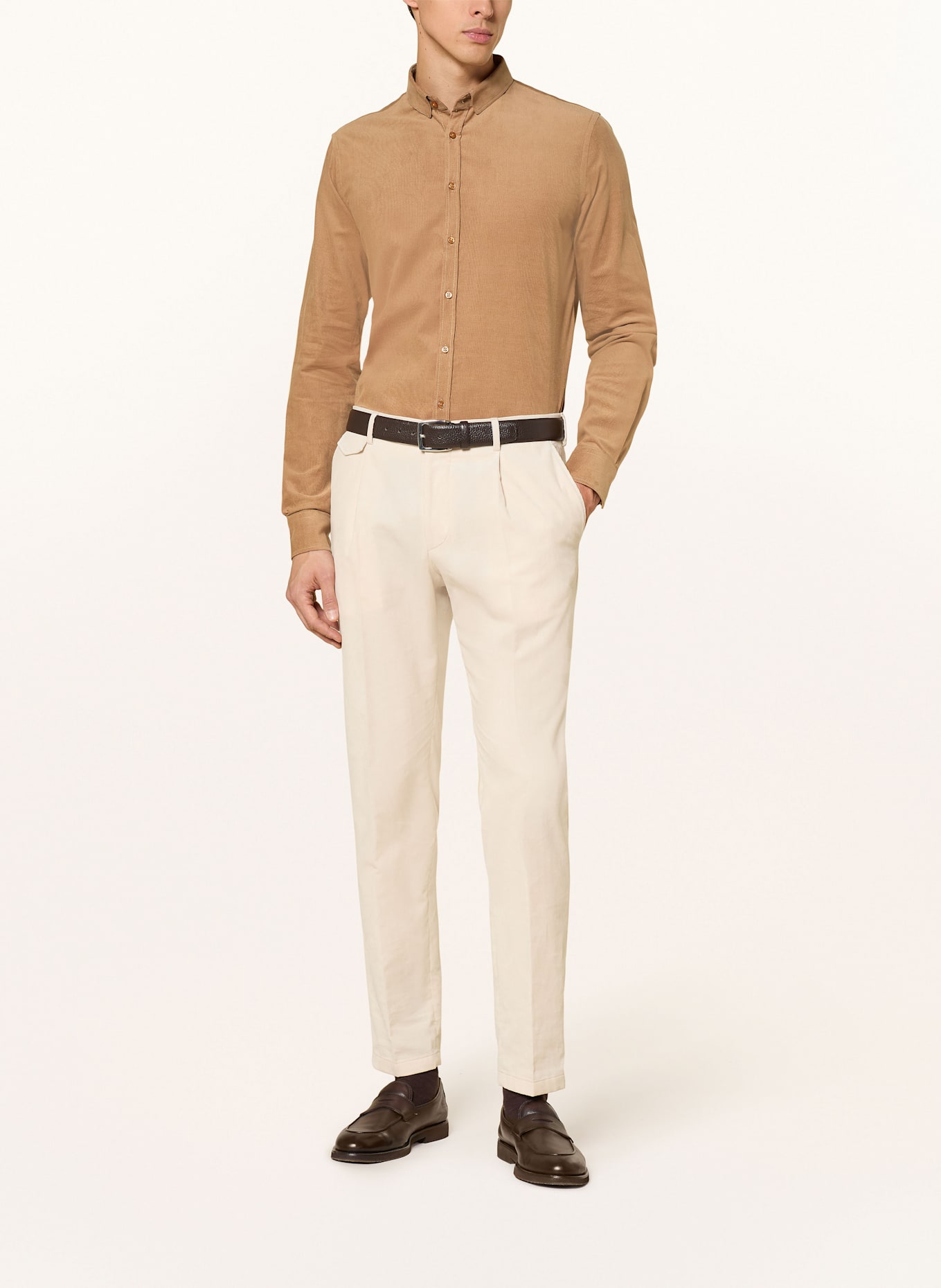 Q1 Manufaktur Cordhemd Extra Slim Fit: COGNAC