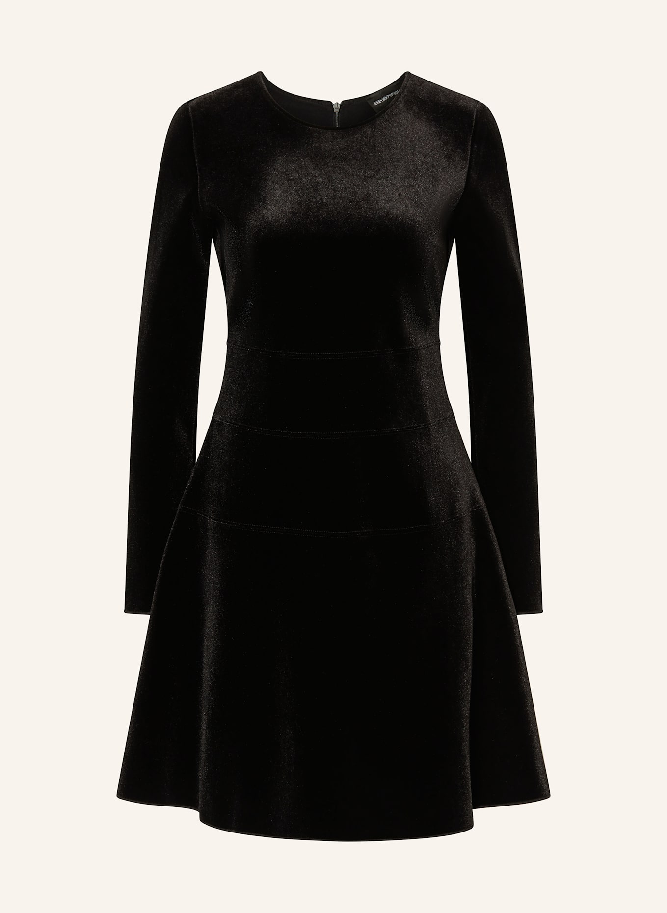 EMPORIO ARMANI Sametové šaty: ČERNÁ