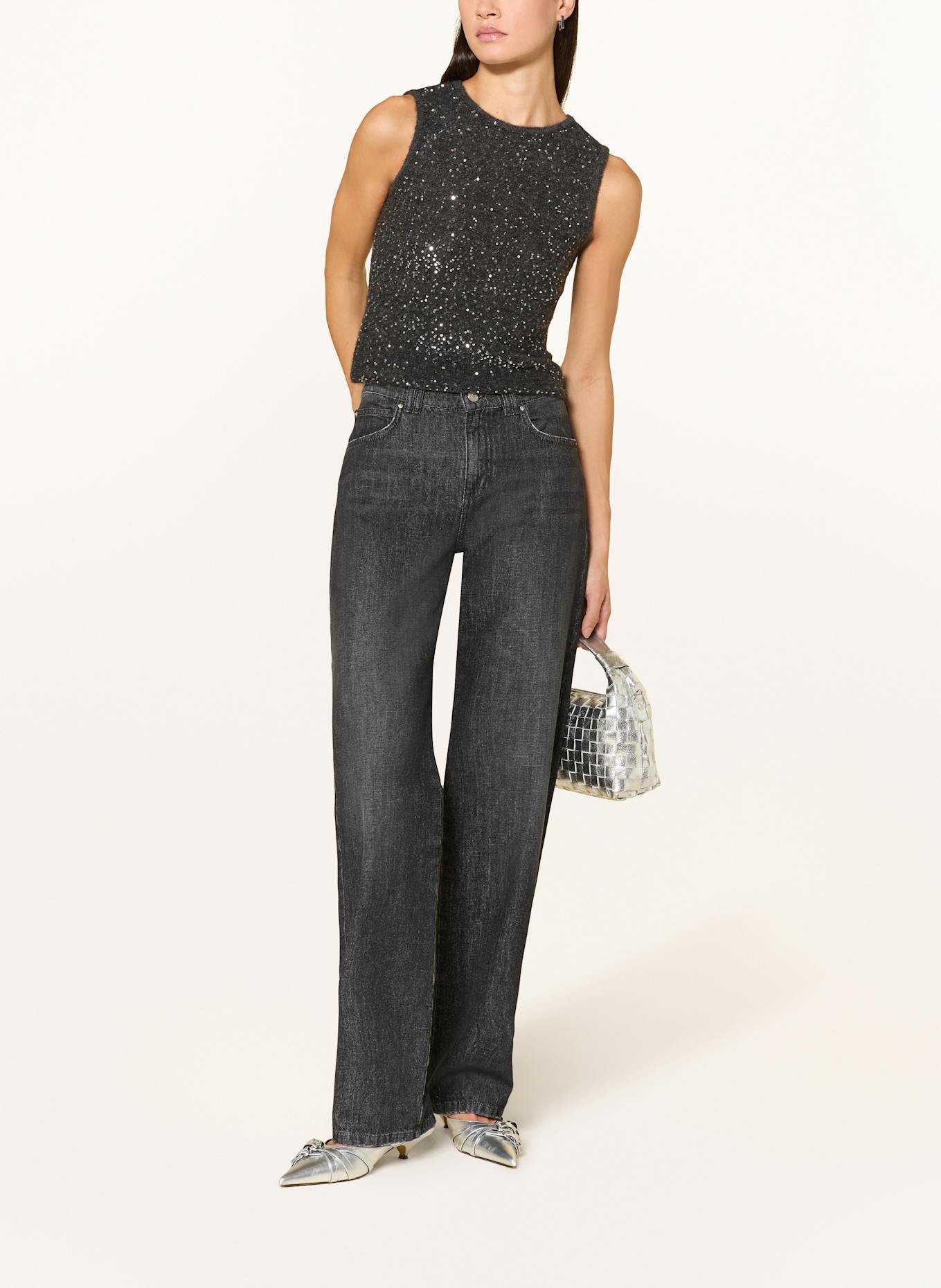 MARELLA Pullunder mit Pailletten: DUNKELGRAU / SILBER