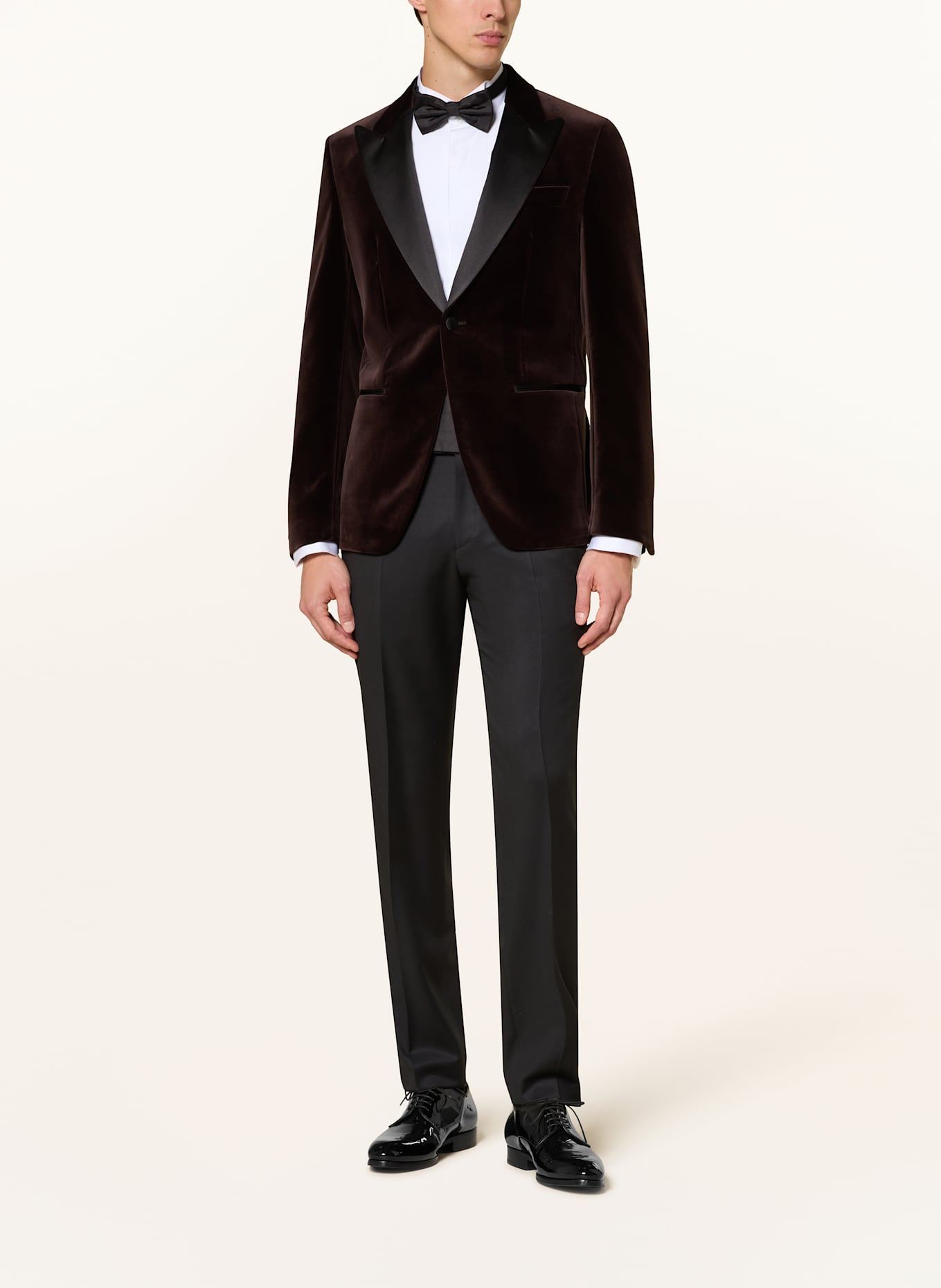 BOSS Smoking-Sakko H-HUTSON-TUX-254 Slim Fit aus Samt: DUNKELBRAUN