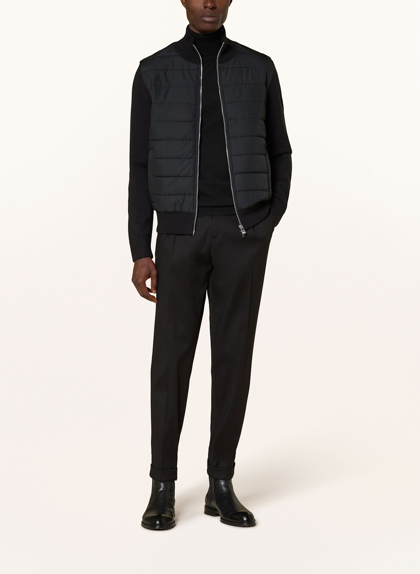 BOSS Steppjacke H-HERNESTO im Materialmix: SCHWARZ