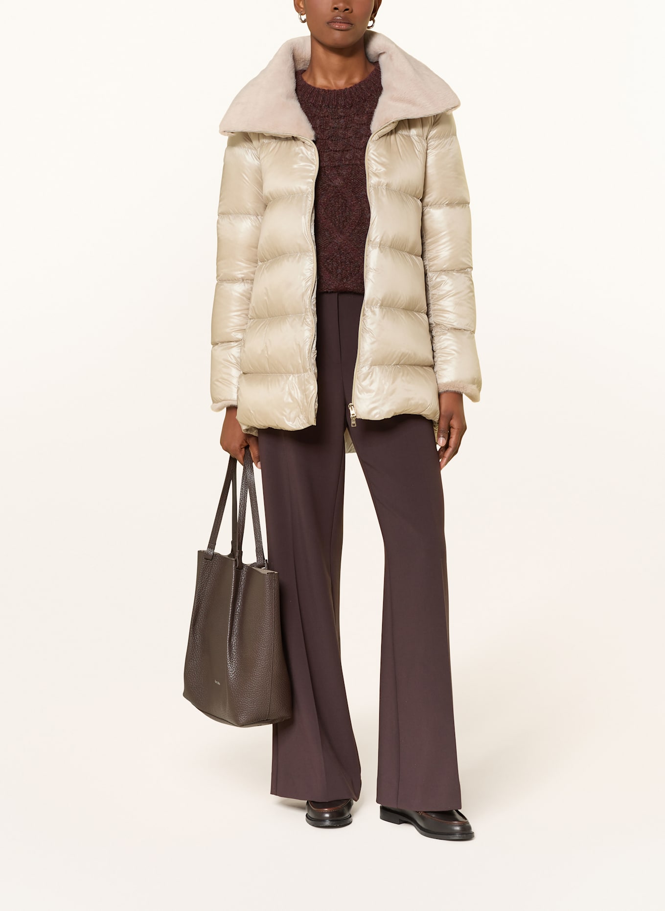 HERNO Daunenmantel mit Kunstfell: BEIGE