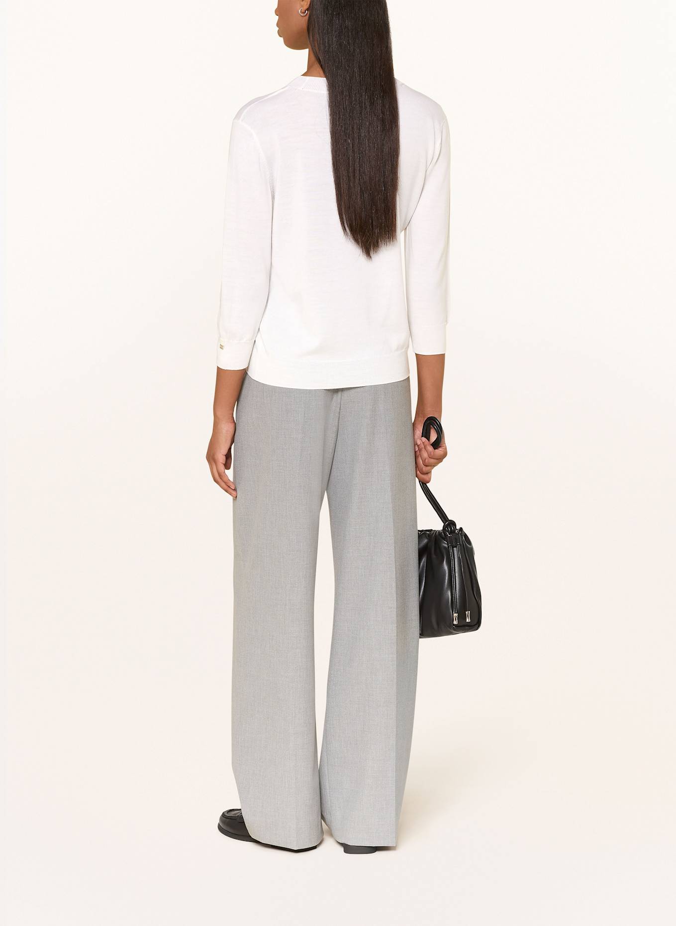 HERNO Pullover mit Schmucksteinen und 3/4-Arm: WEISS