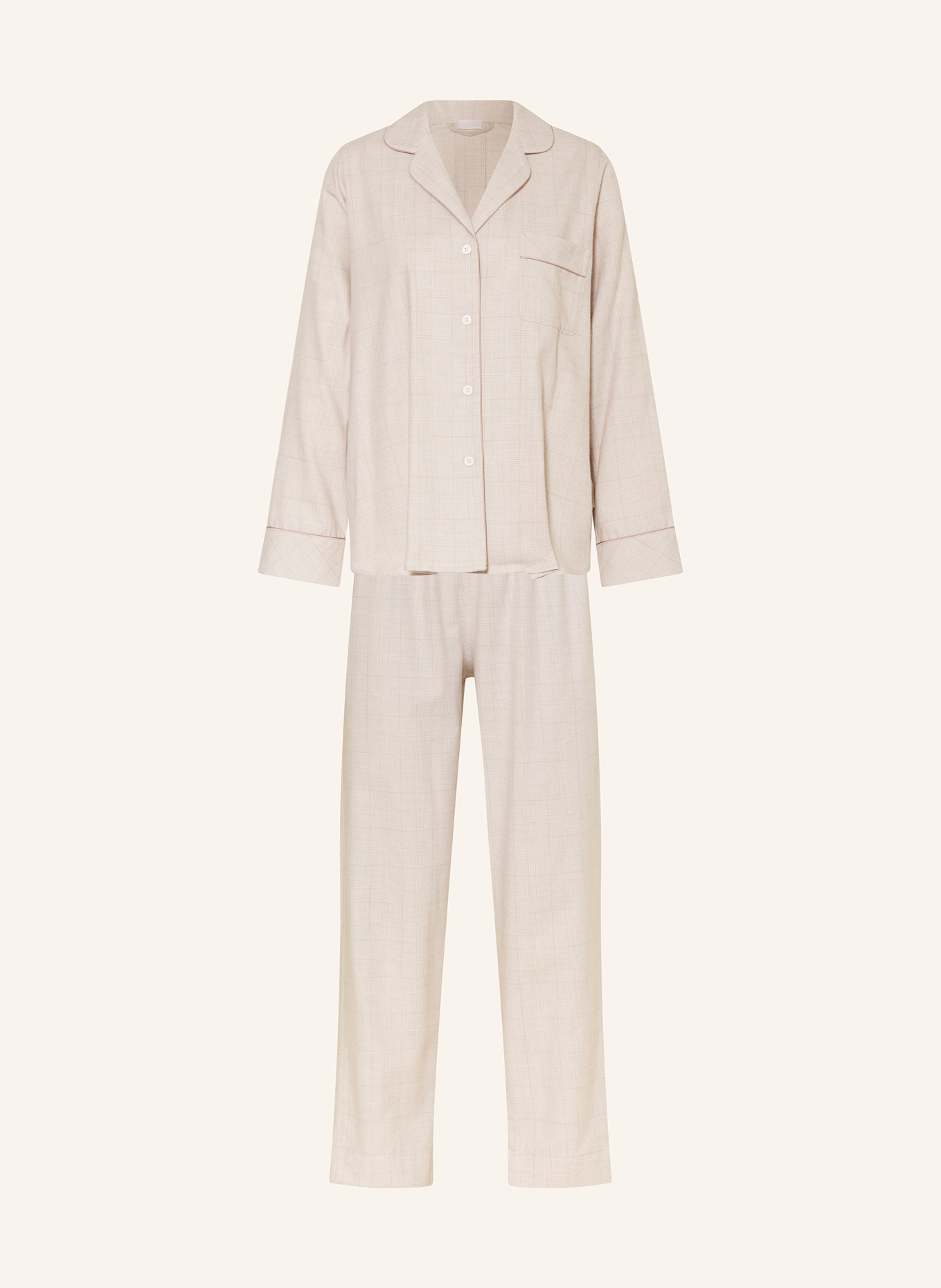 zimmerli Schlafanzug COZY FLANELL aus Flanell: HELLGRAU / ECRU