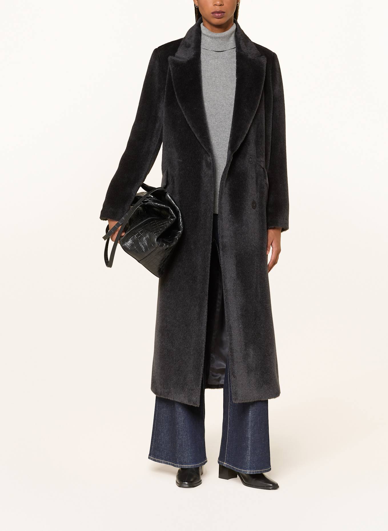 PESERICO Alpaka-Mantel: DUNKELGRAU