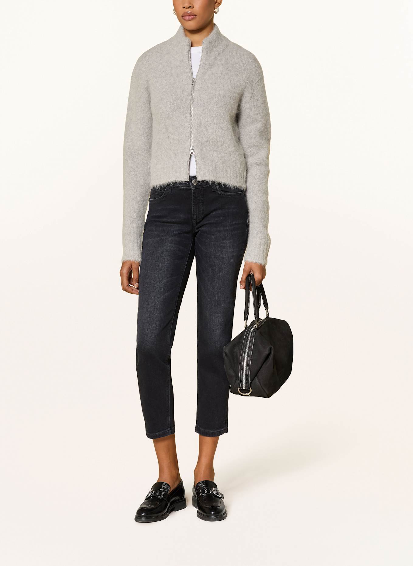 CAMBIO Cropped Jeans PIPER SHORT mit Schmucksteinen: 5112 modern dark