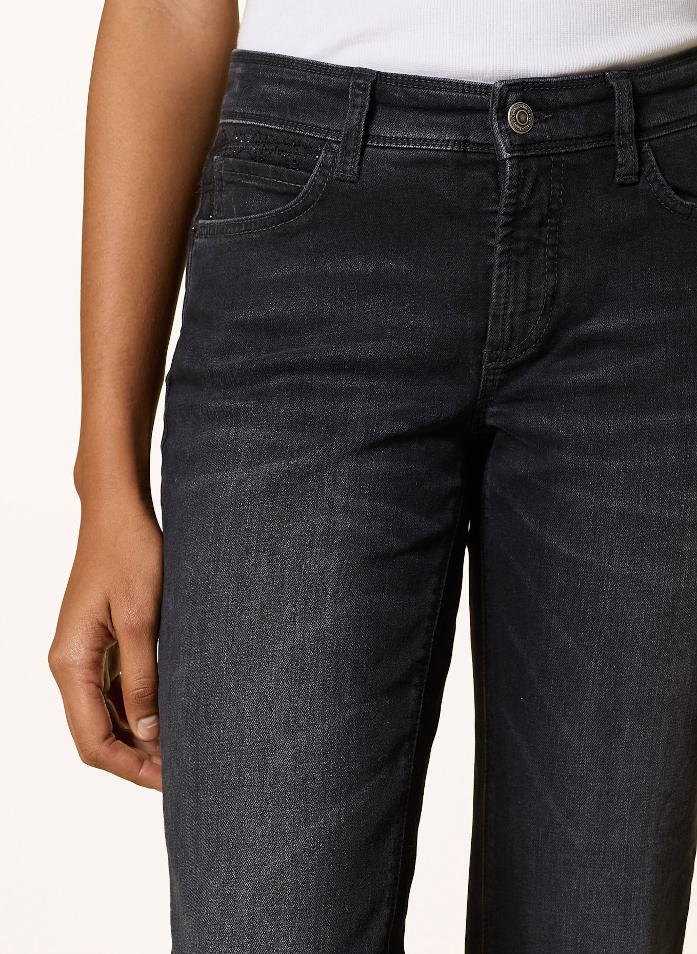 CAMBIO Cropped Jeans PIPER SHORT mit Schmucksteinen: 5112 modern dark