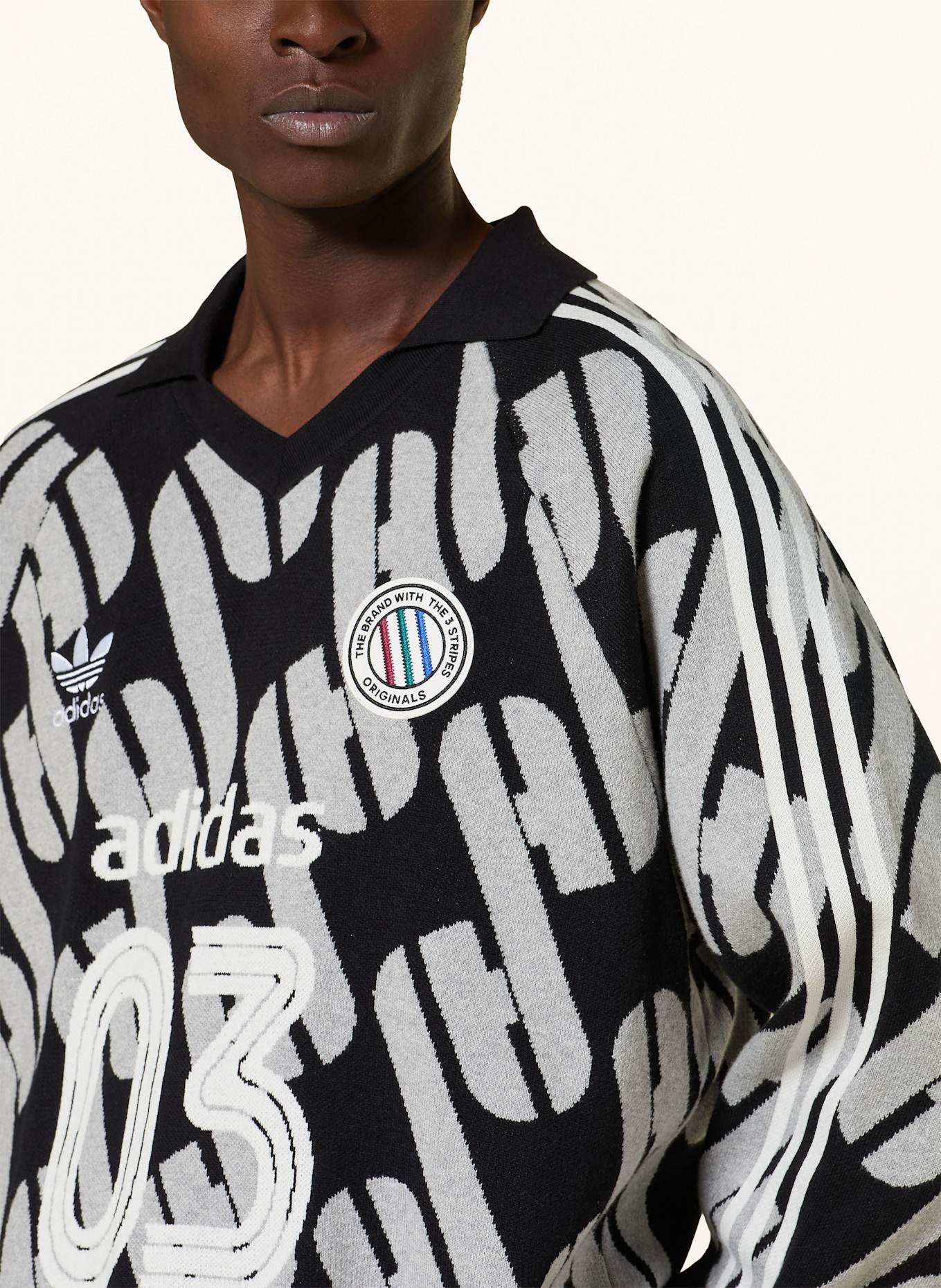 adidas Originals Knitted polo shirt ADICOLOR BLOKECORE UNISEX: BLACK / LIGHT GRAY / WHITE