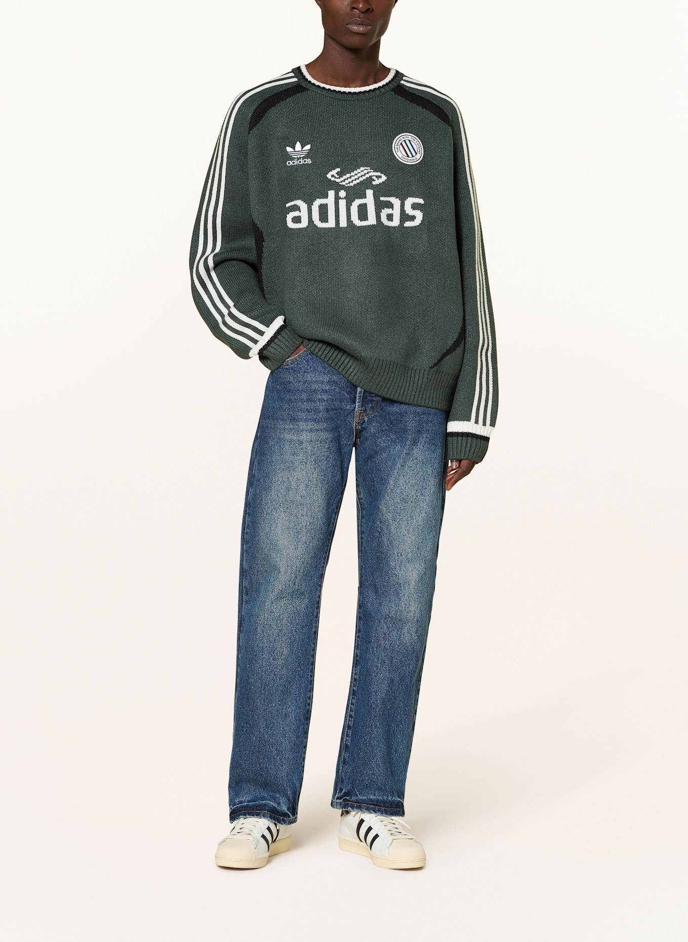 adidas Originals Trui ADICOLOR BLOKECORE: DONKERGROEN / ZWART / WIT