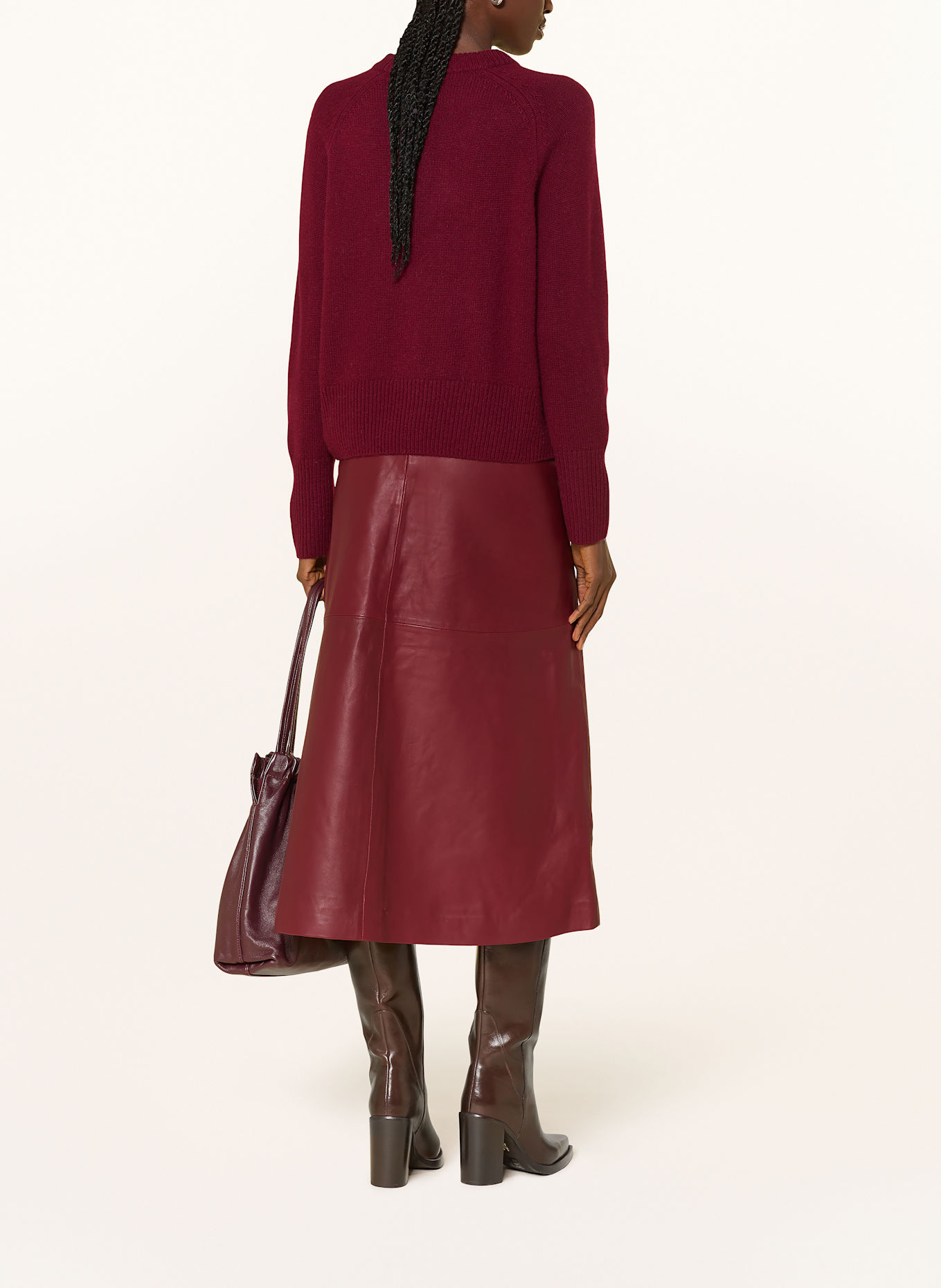 InWear Jupe en cuir BRODIAIW: ROUGE FONCÉ