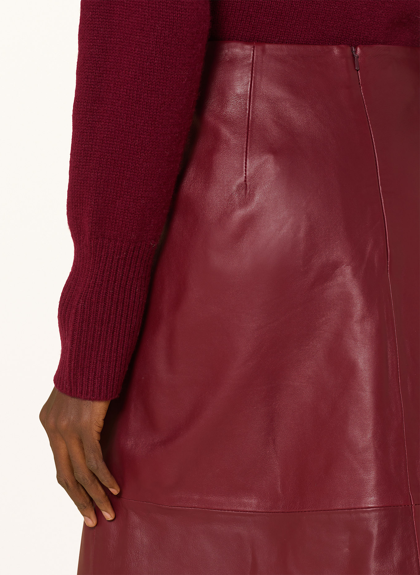 InWear Jupe en cuir BRODIAIW: ROUGE FONCÉ