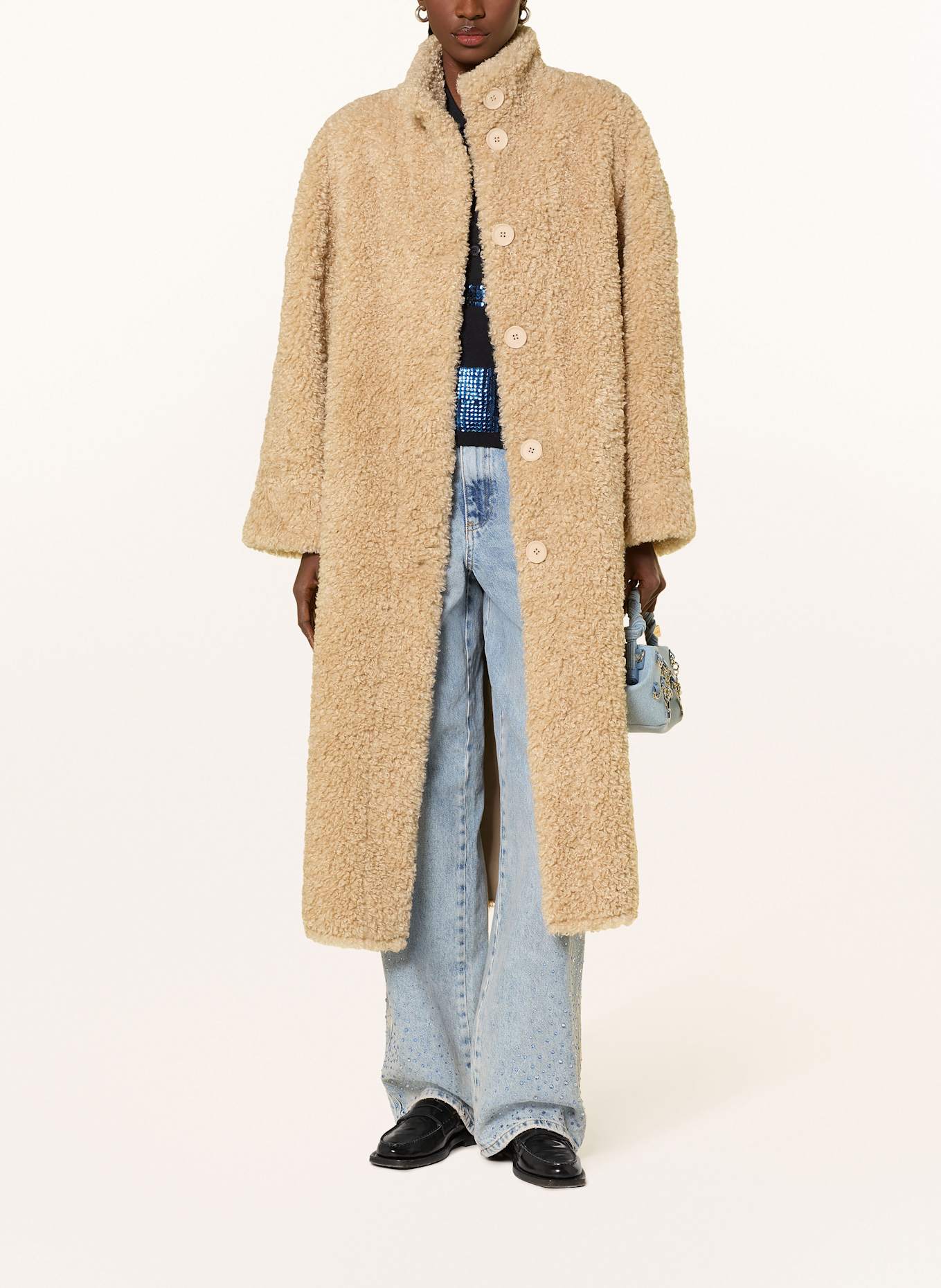 ESSENTIEL ANTWERP Teddyfell- Mantel: BEIGE