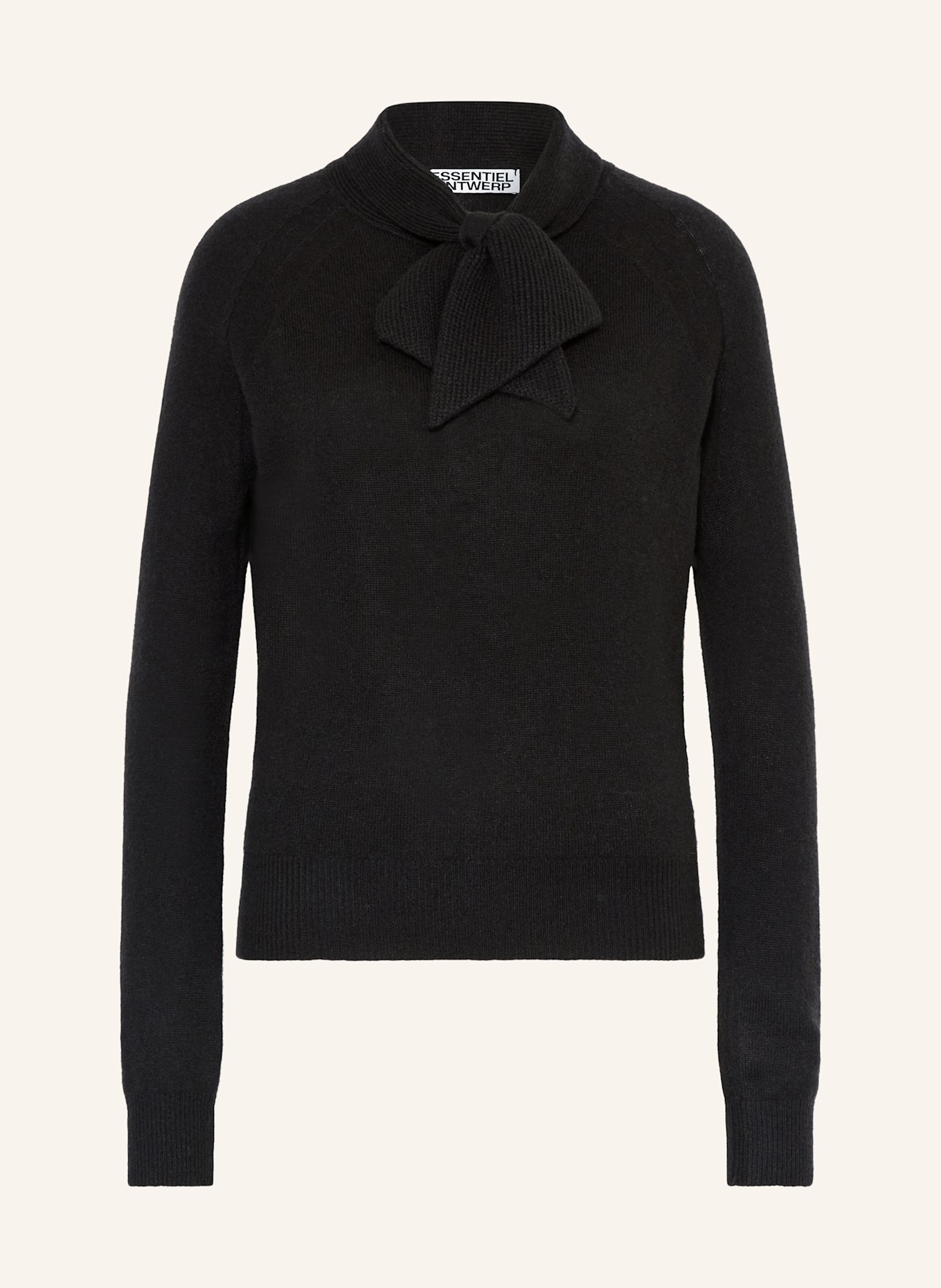 ESSENTIEL ANTWERP Pull en cachemire INVITED avec col lavallière: NOIR